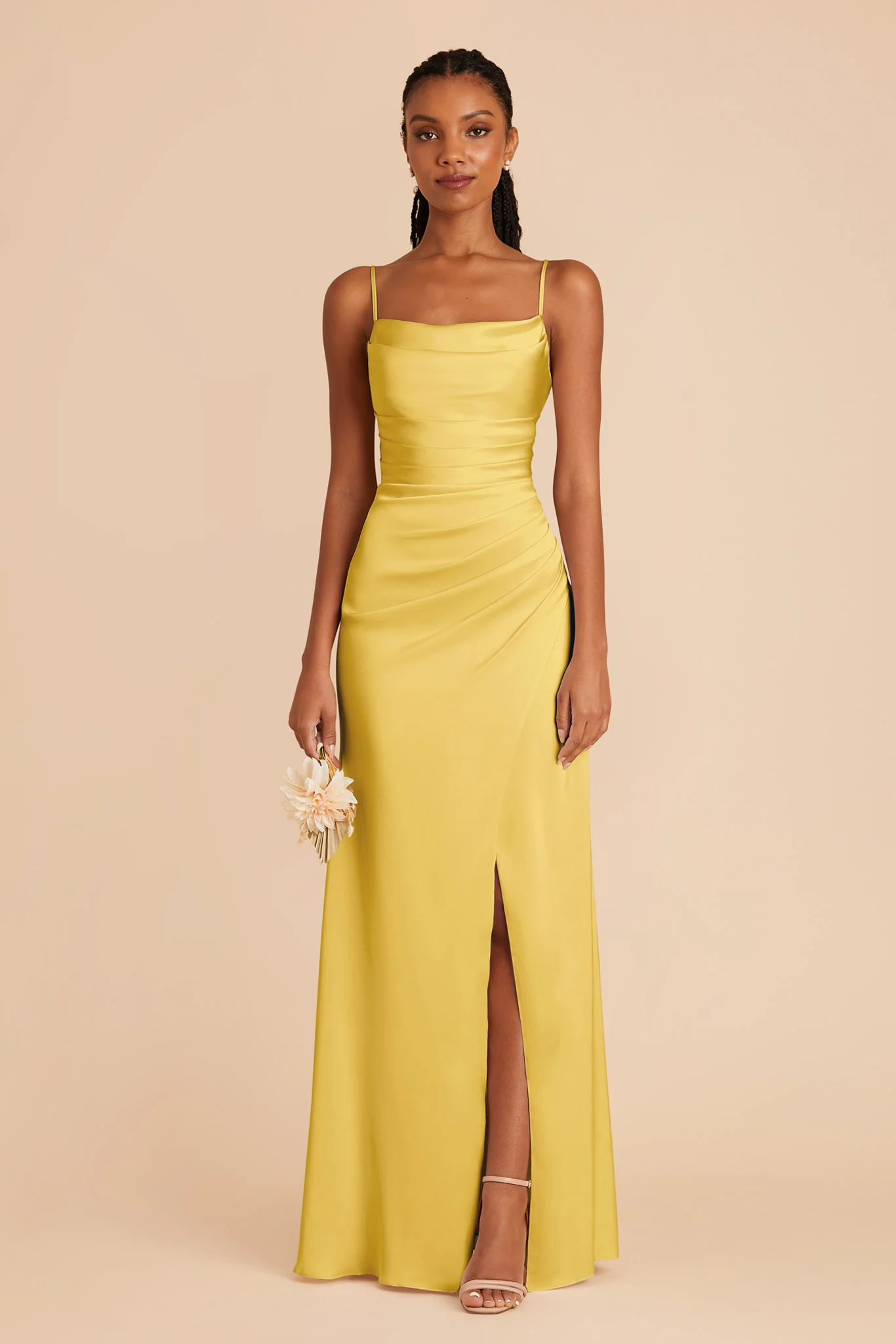 Lydia Matte Satin Dress - Sunflower Yellow - Image 3