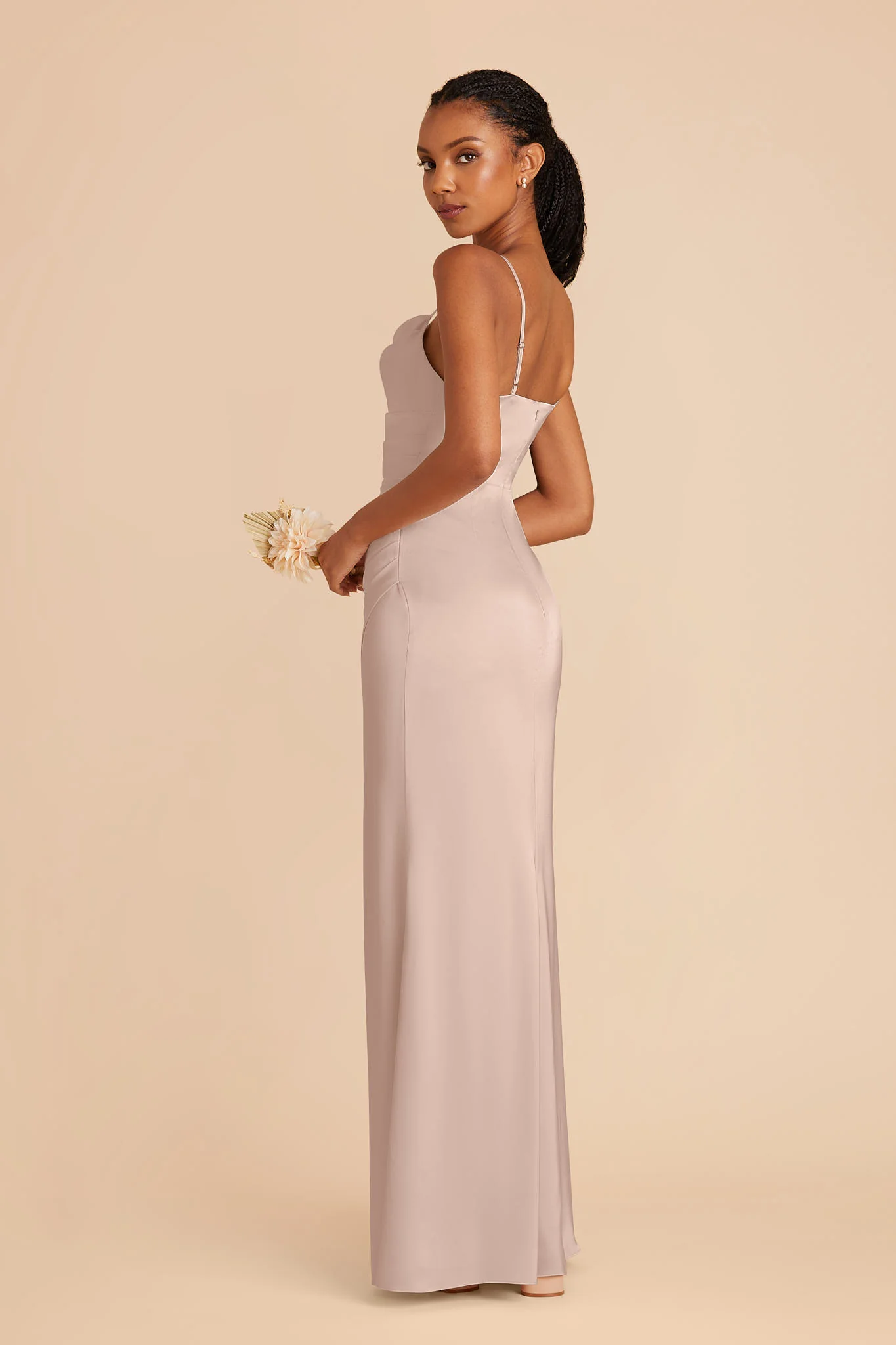Lydia Matte Satin Dress - Taupe - Image 3
