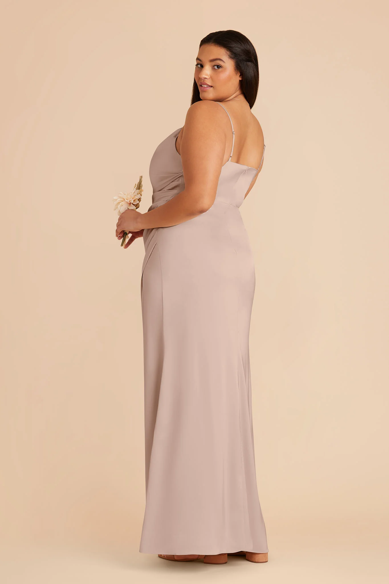 Lydia Matte Satin Dress - Taupe - Image 5