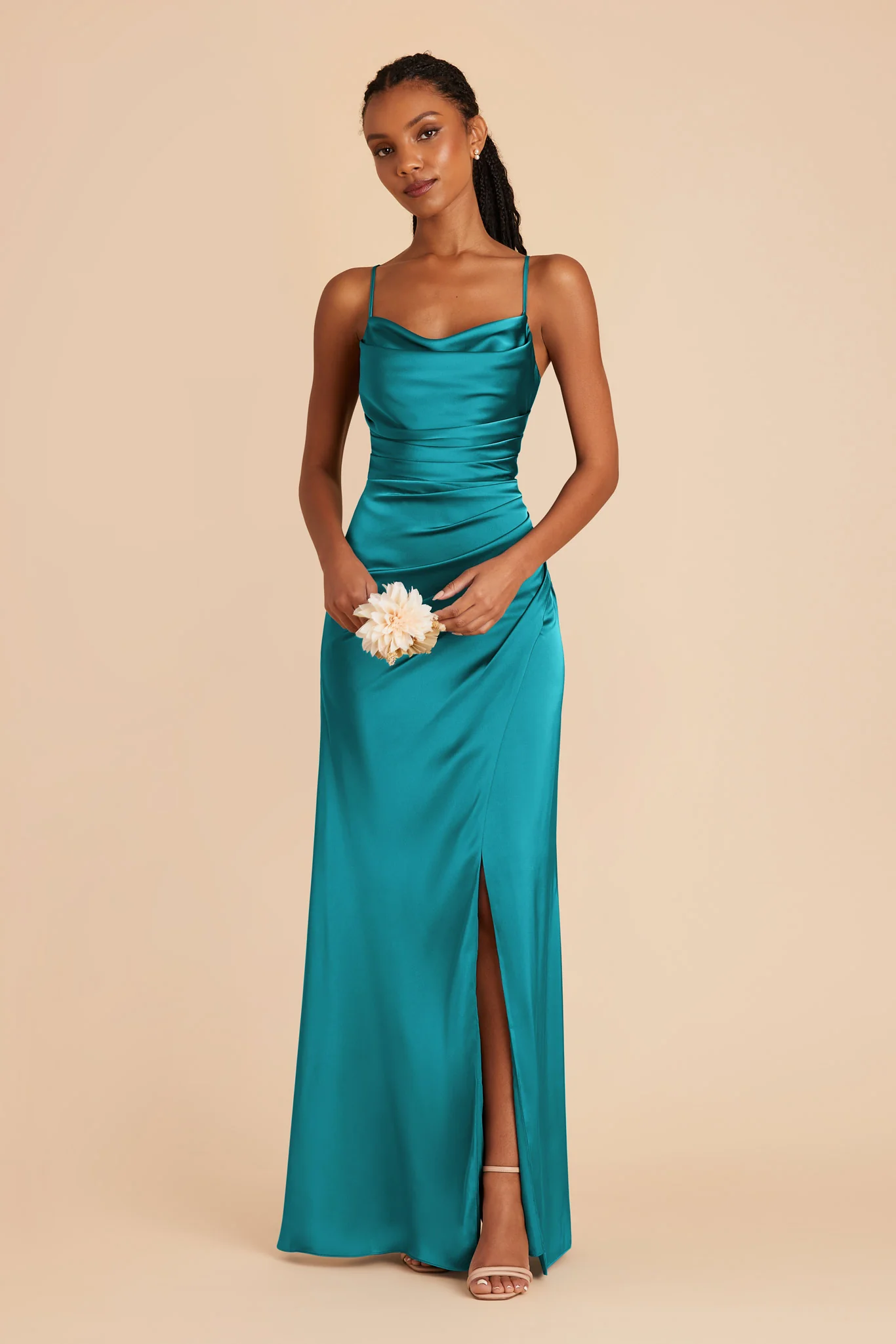 Lydia Matte Satin Dress - Teal