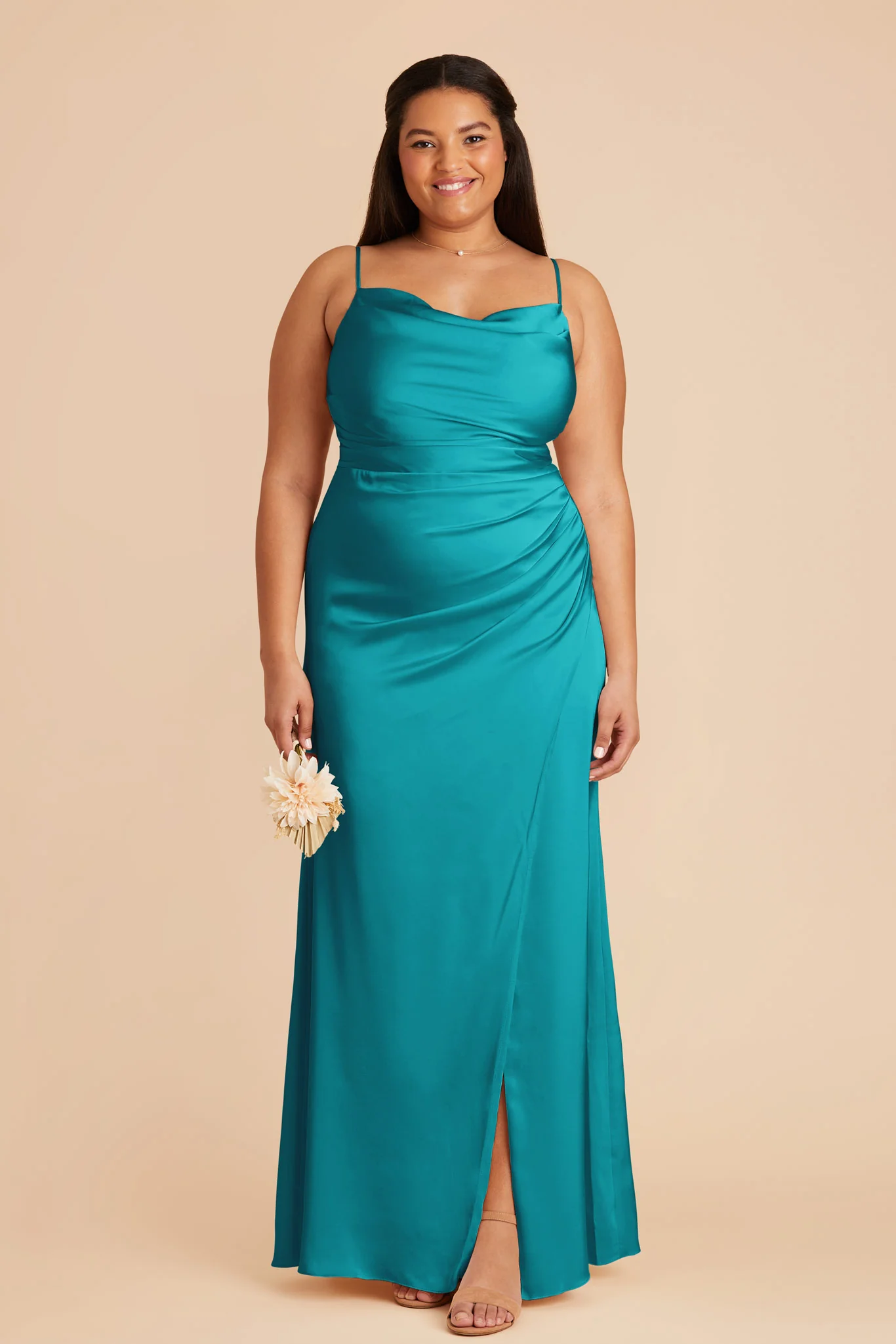 Lydia Matte Satin Dress - Teal - Image 7