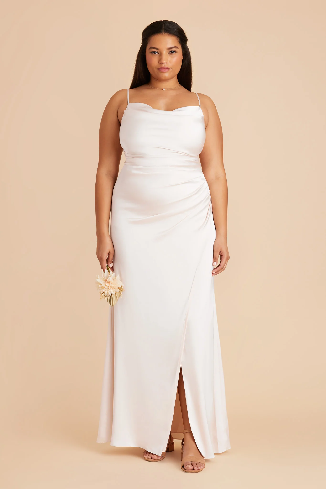 Lydia Matte Satin Dress - White - Image 2
