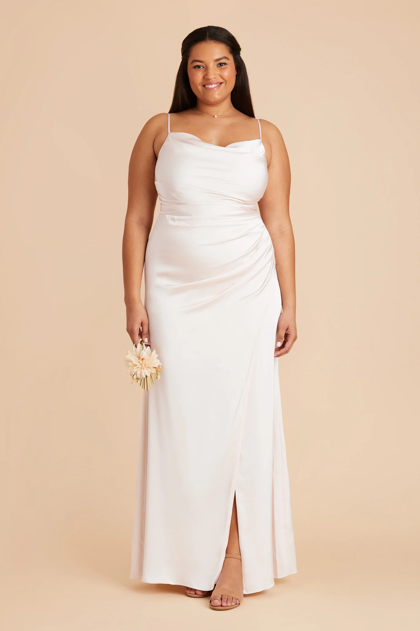 Lydia Matte Satin Dress - White - Image 4
