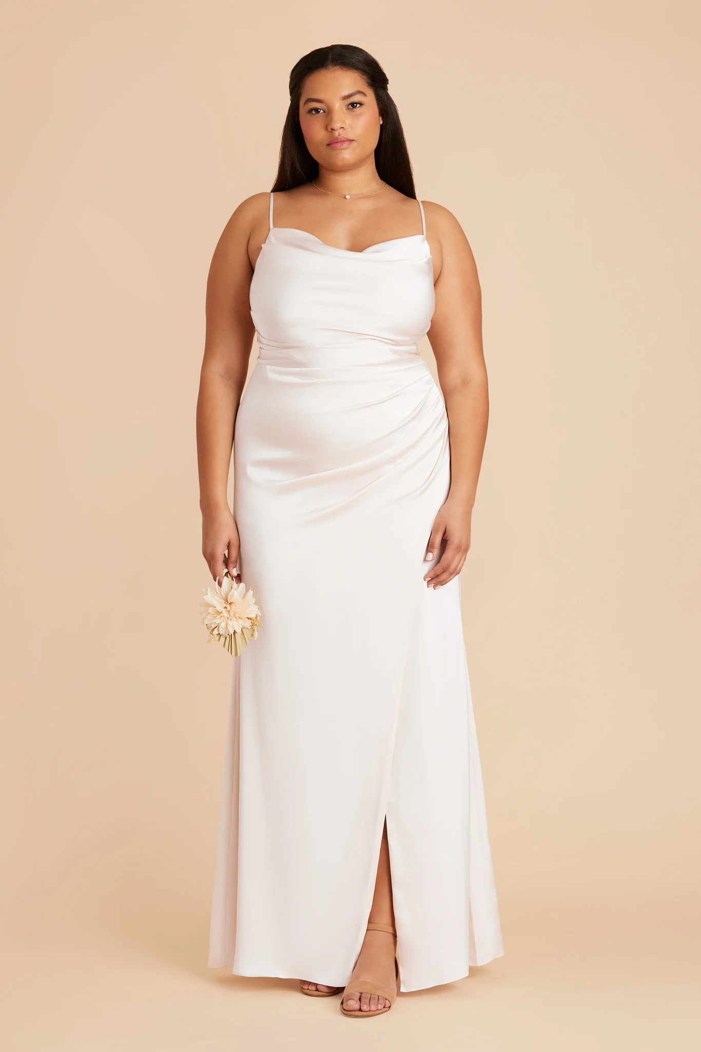 Lydia Matte Satin Dress - White - Image 5
