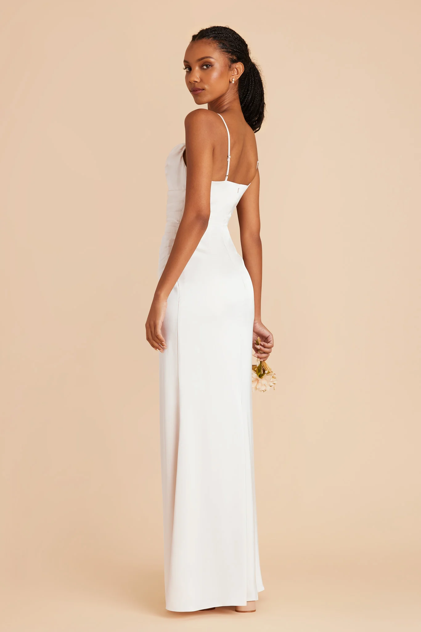 Lydia Matte Satin Dress - White - Image 6