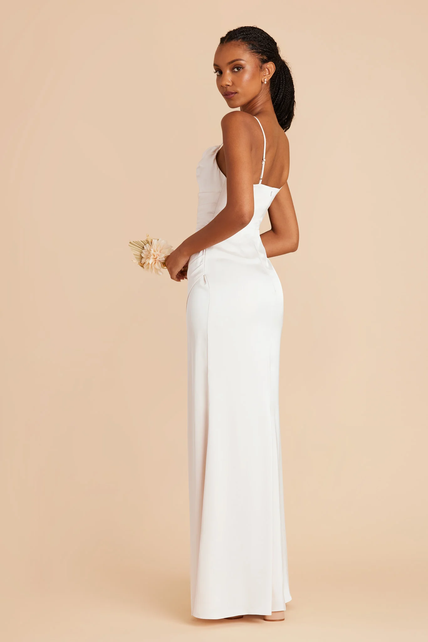 Lydia Matte Satin Dress - White - Image 7