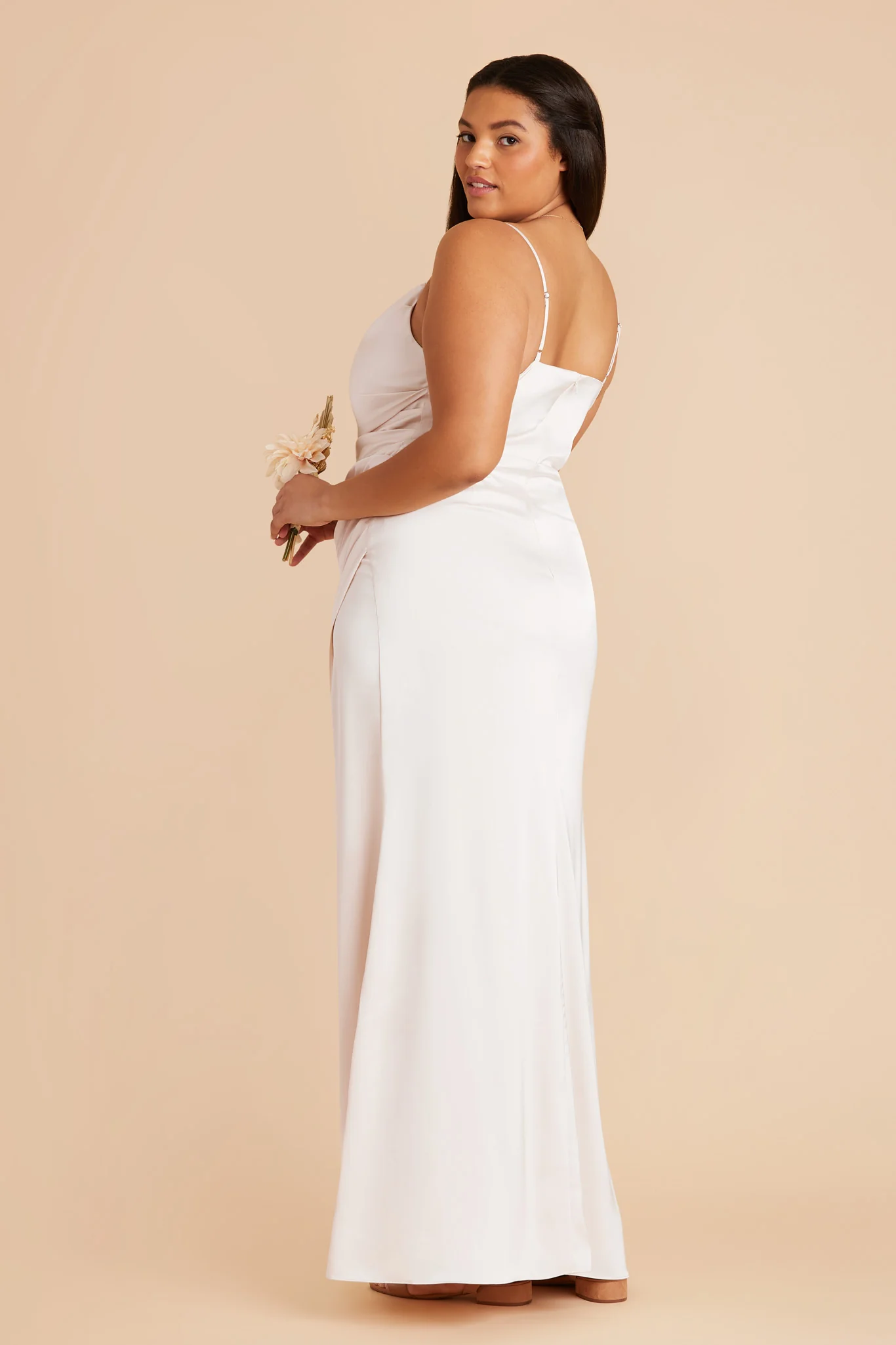 Lydia Matte Satin Dress - White - Image 9