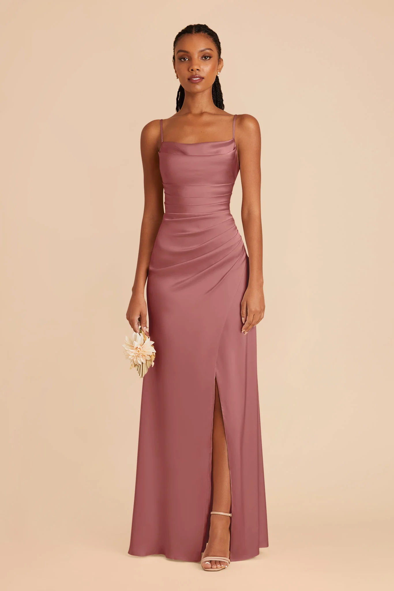 Lydia Matte Satin Dress - Wild Rose