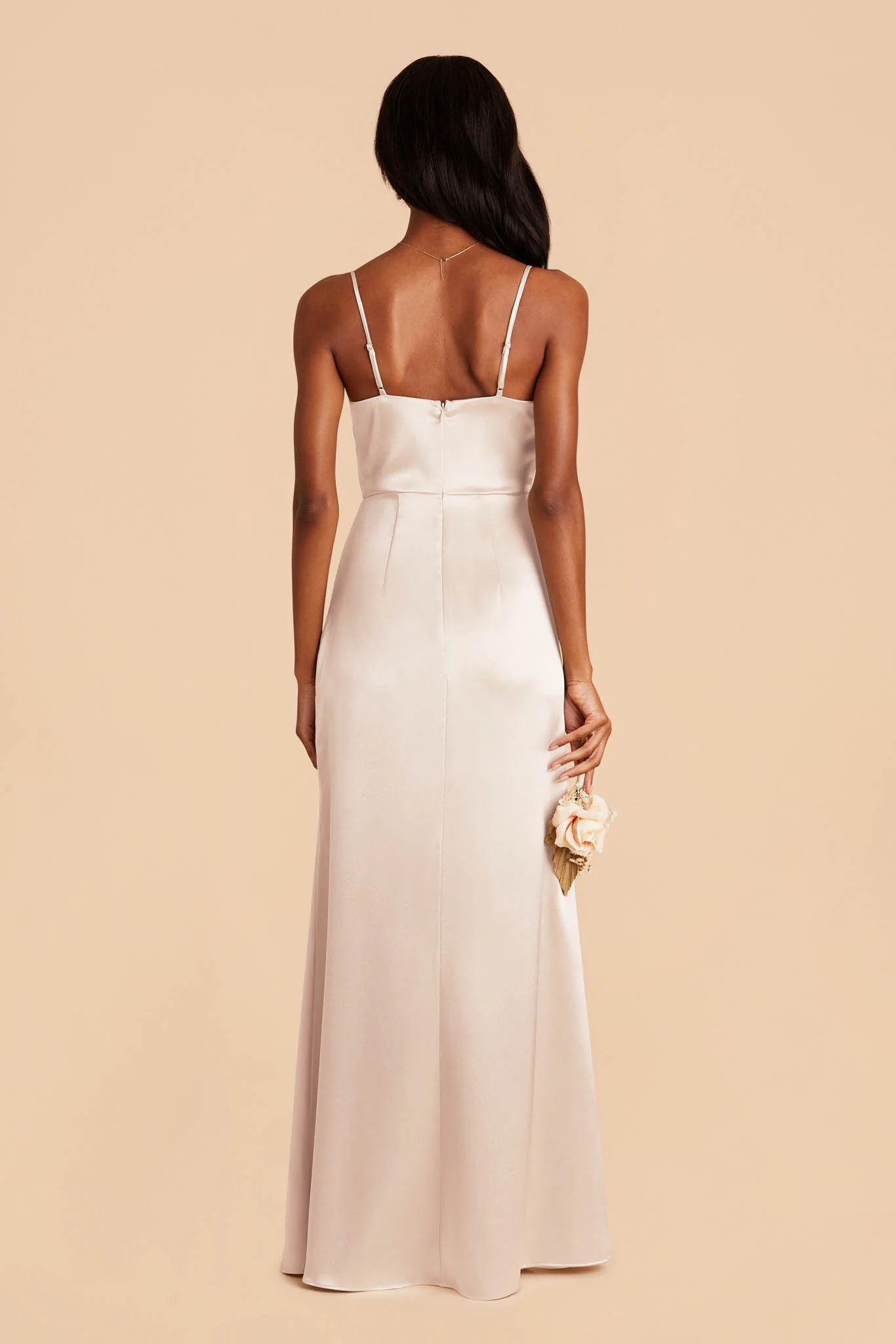 Lydia Shiny Satin Dress - Champagne - Image 5