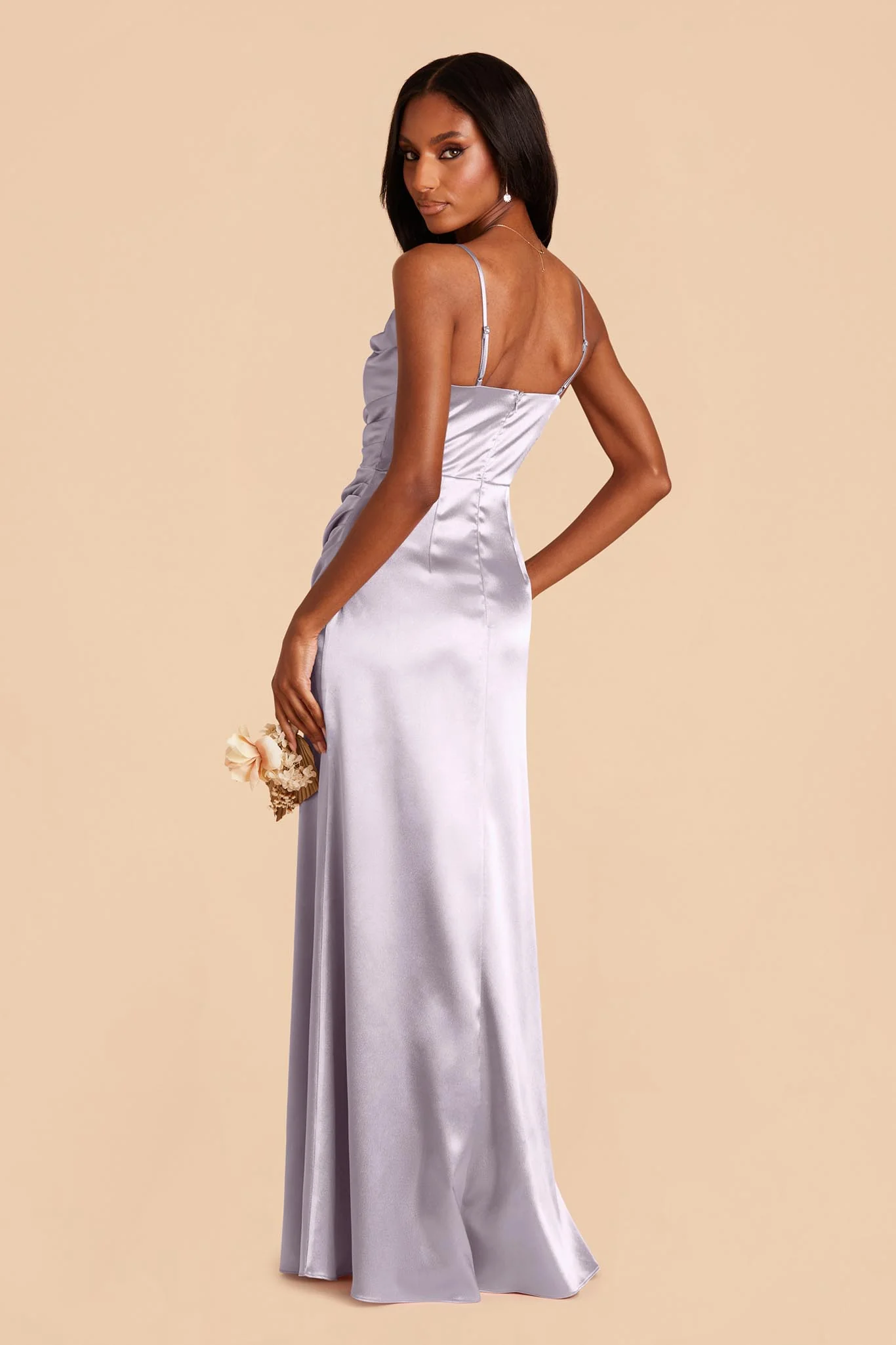 Lydia Shiny Satin Dress - Dusty Lilac - Image 5
