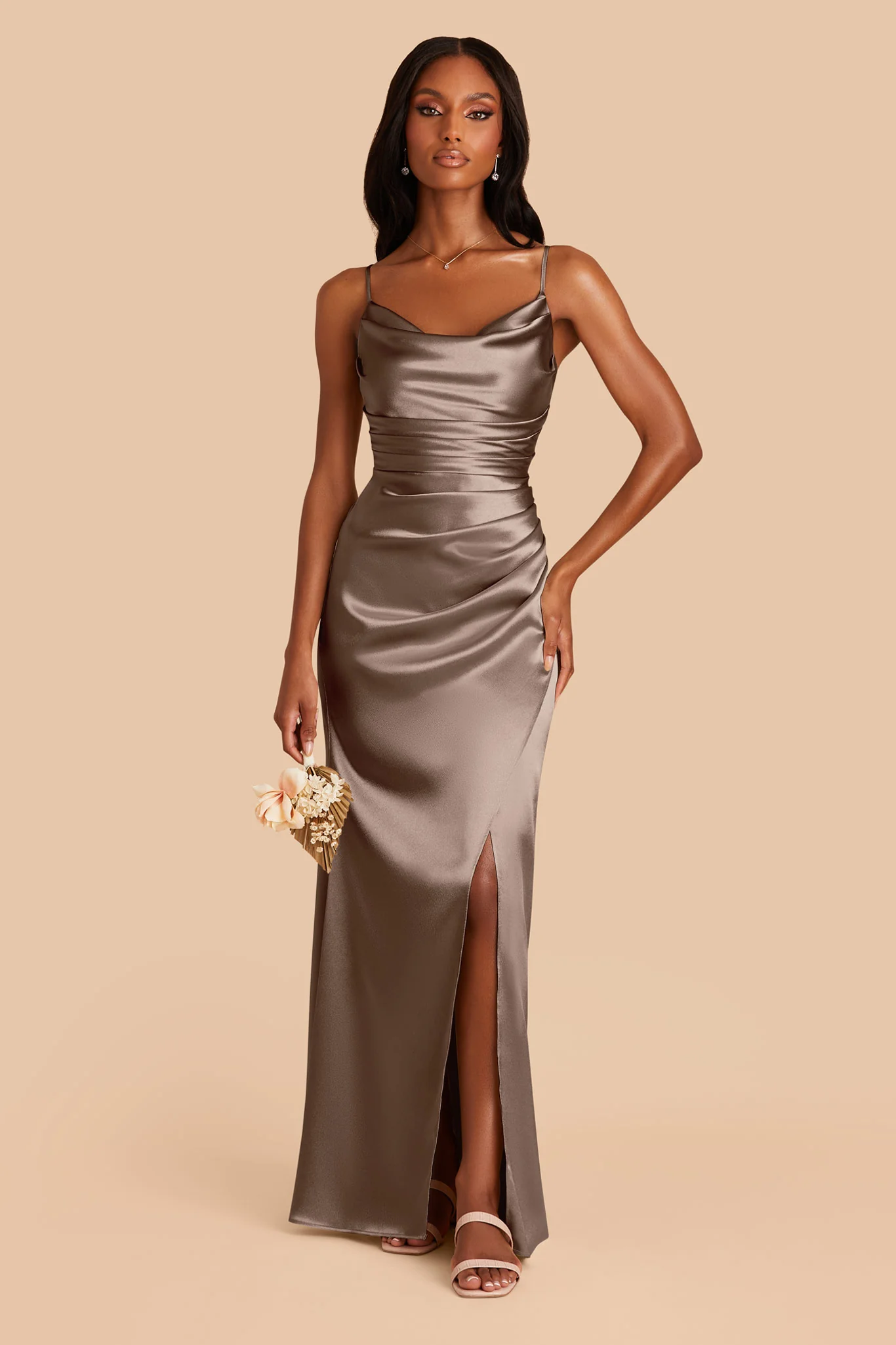 Lydia Shiny Satin Dress - Quartz - Image 4