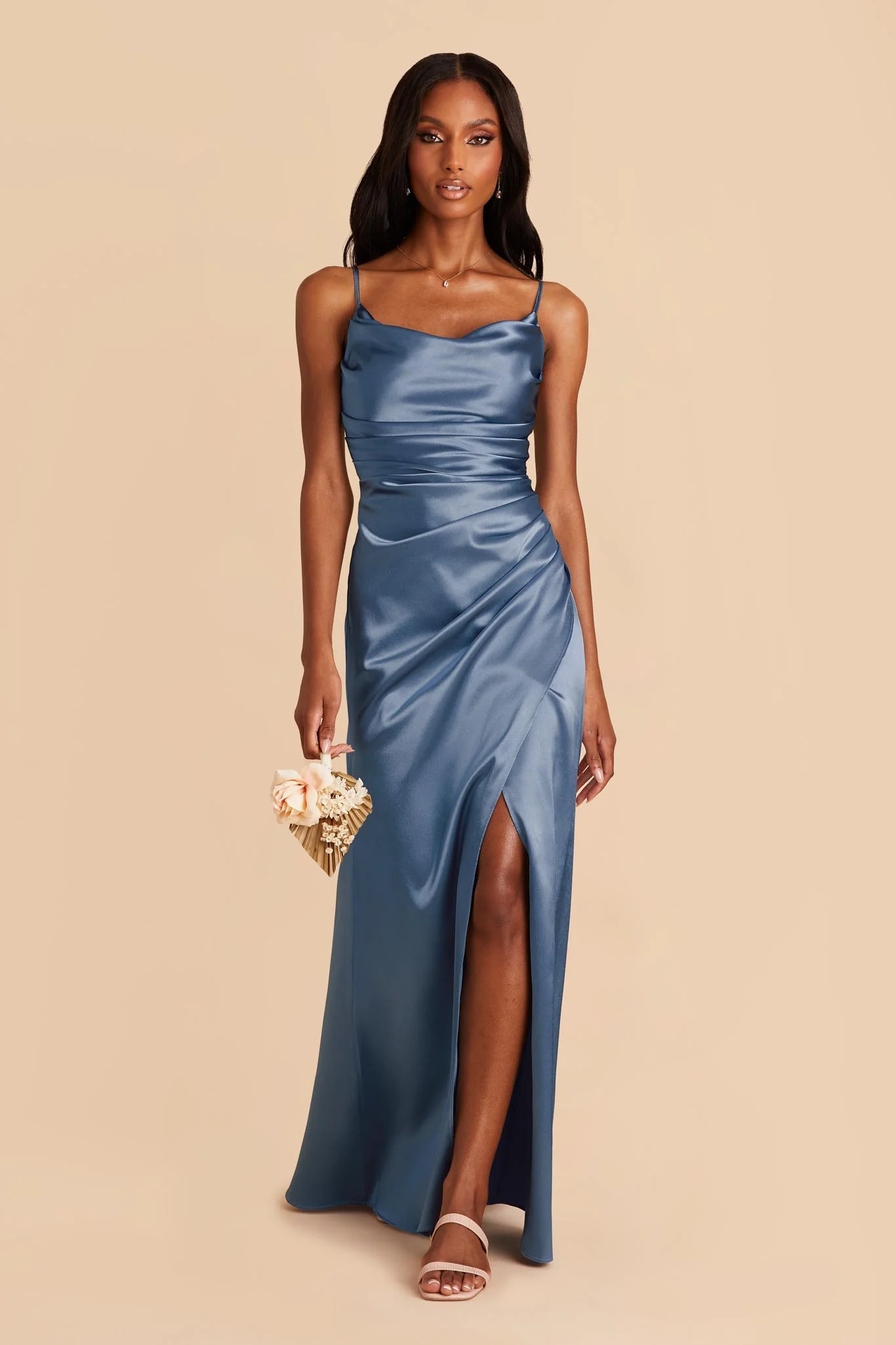 Lydia Shiny Satin Dress - Twilight