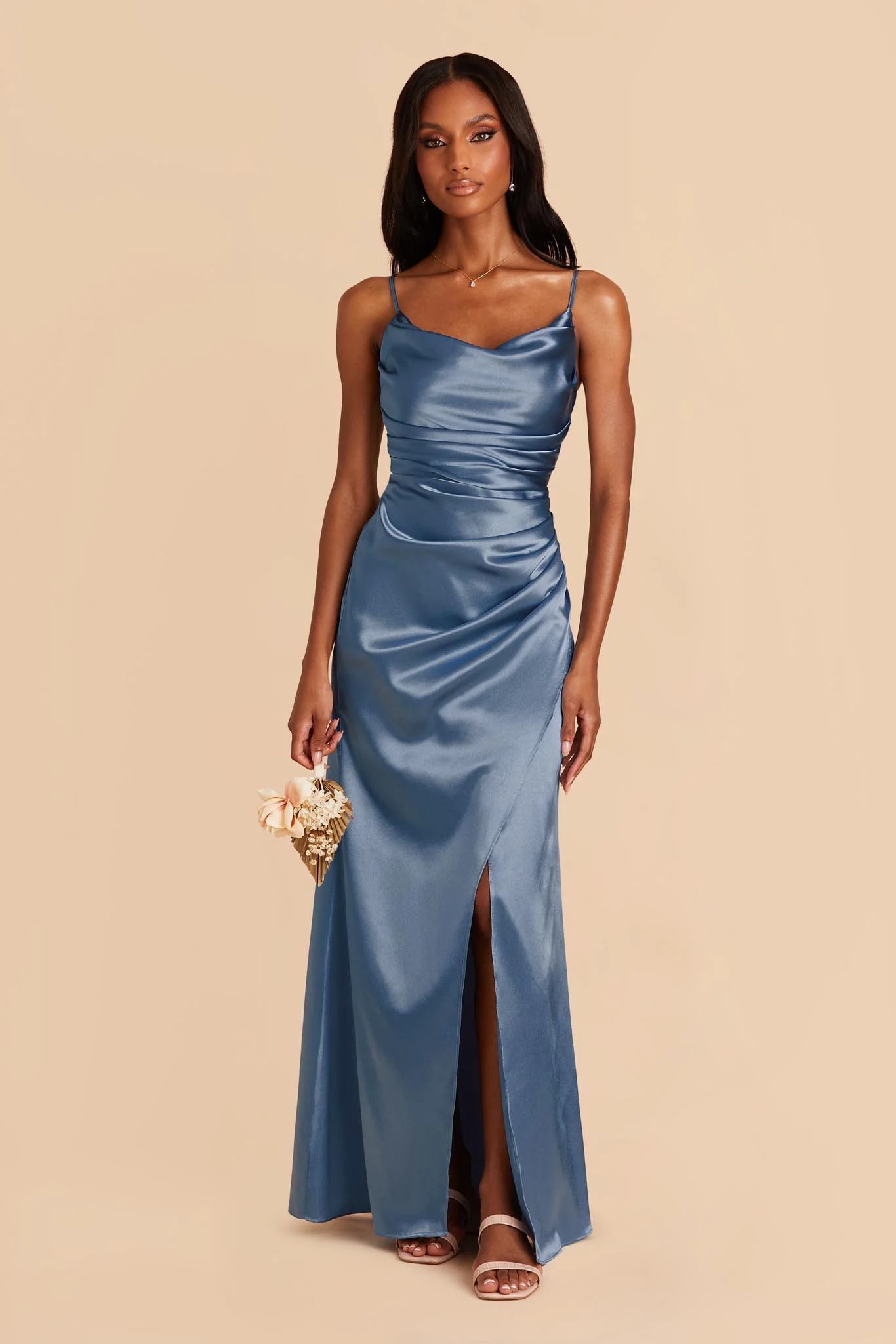 Lydia Shiny Satin Dress - Twilight - Image 3