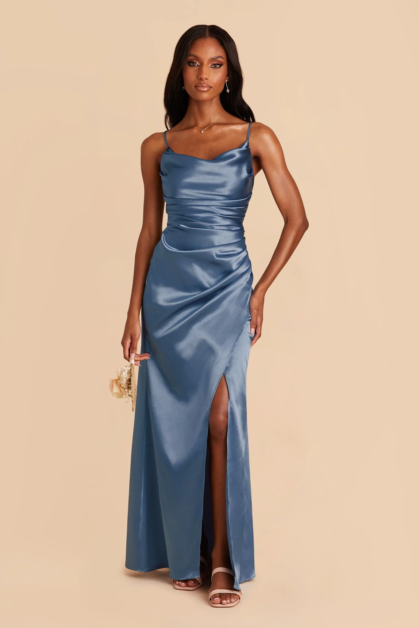 Lydia Shiny Satin Dress - Twilight - Image 5