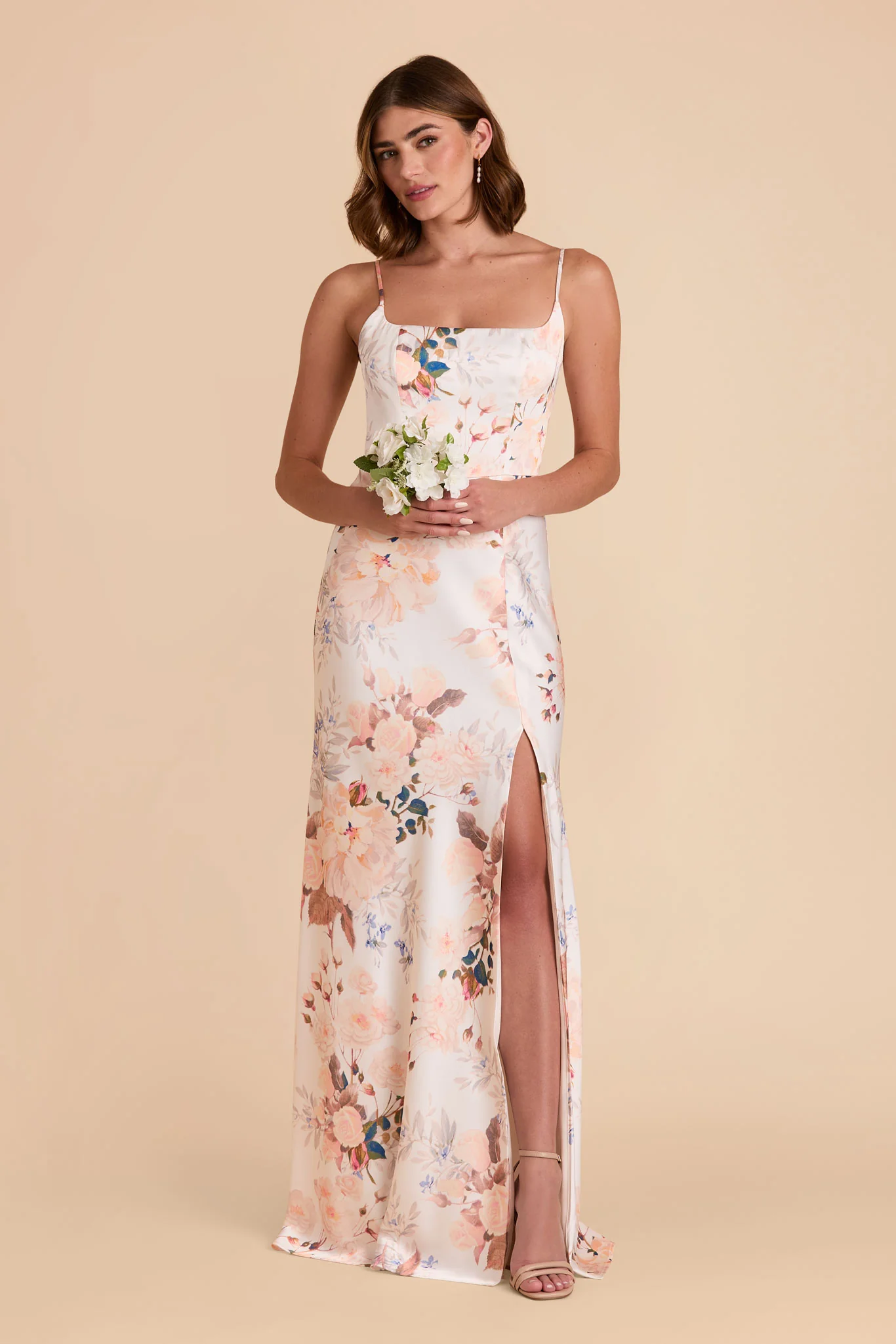 Mai Matte Satin Dress - Champagne Cascadia Bouquet - Image 2