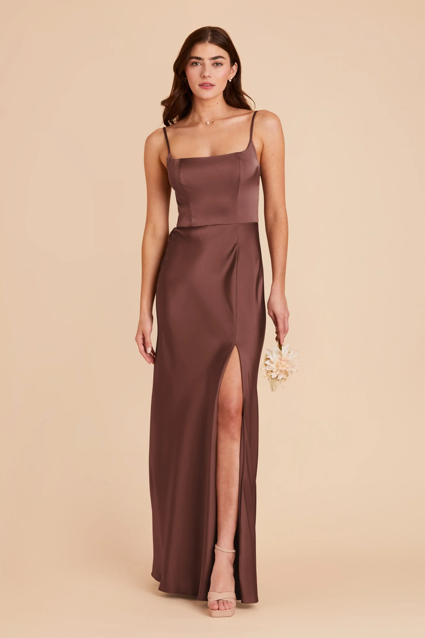 Mai Matte Satin Dress - Chocolate Brown