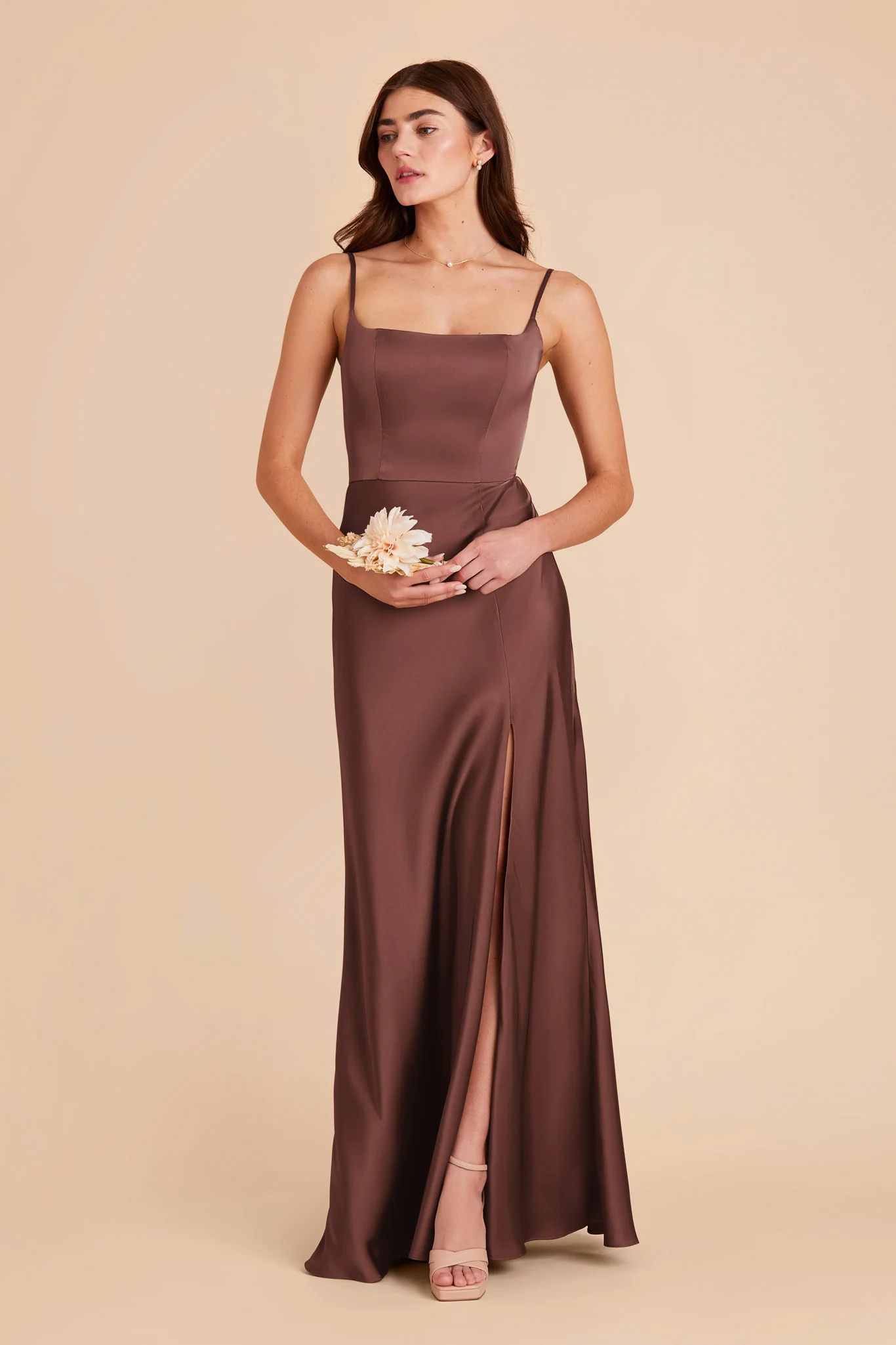 Mai Matte Satin Dress - Chocolate Brown - Image 5