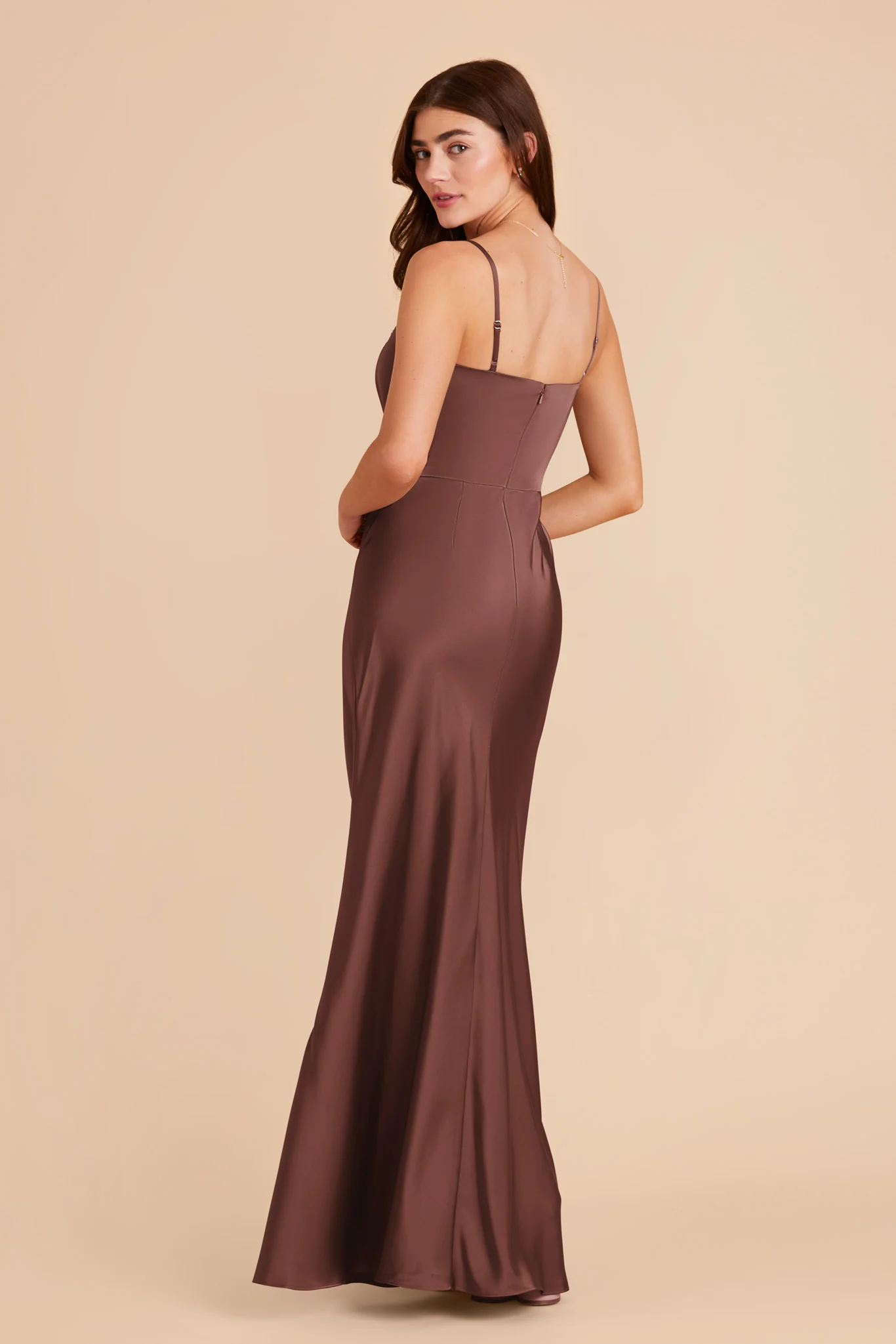 Mai Matte Satin Dress - Chocolate Brown - Image 6