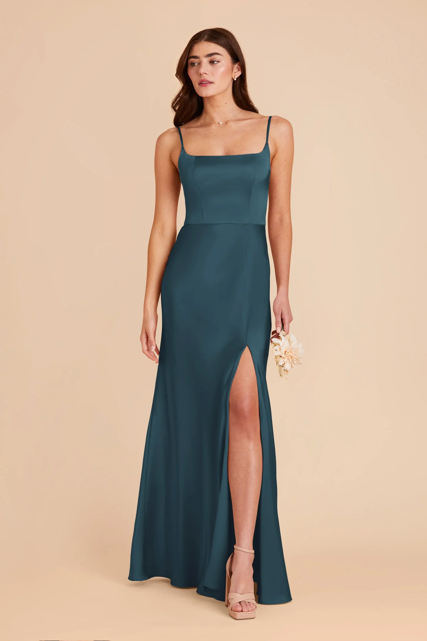 Mai Matte Satin Dress - Dark Teal - Image 3