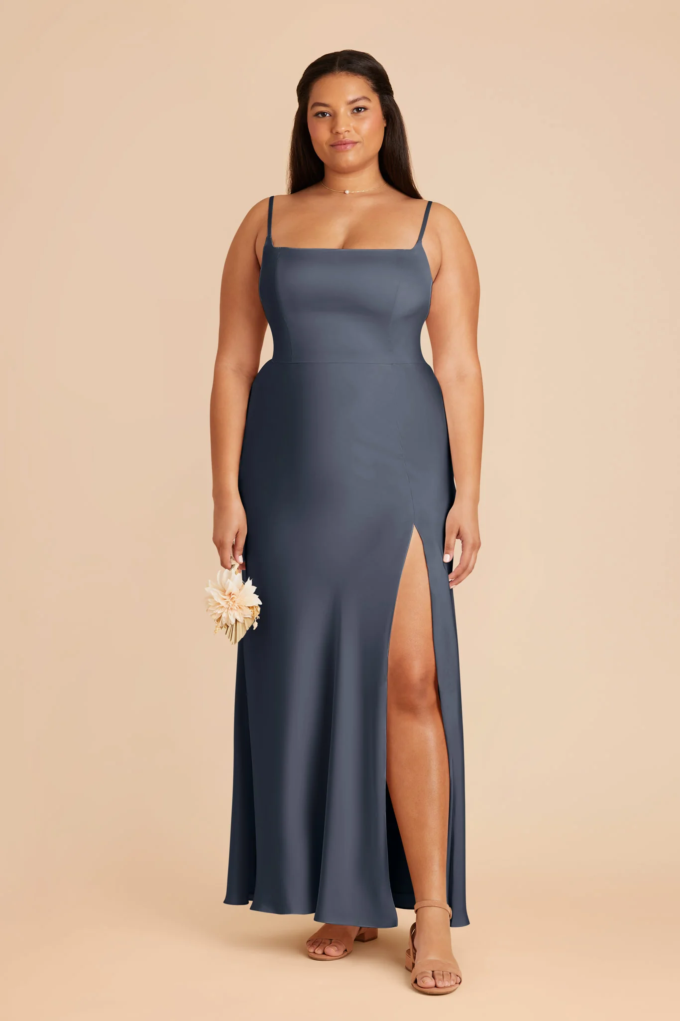 Mai Matte Satin Dress - Dusk Blue - Image 2
