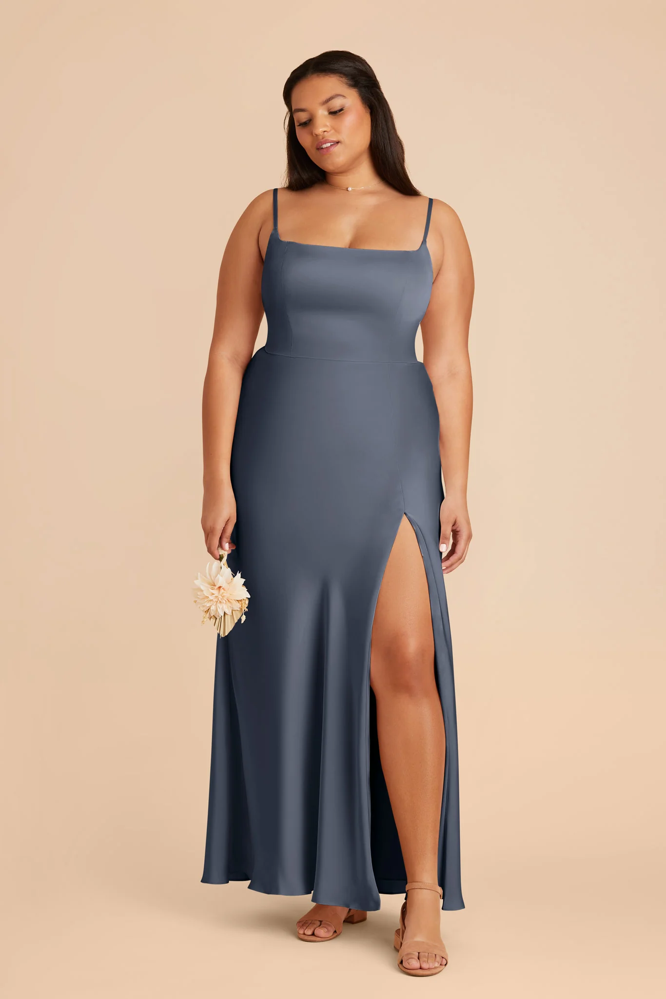 Mai Matte Satin Dress - Dusk Blue - Image 7