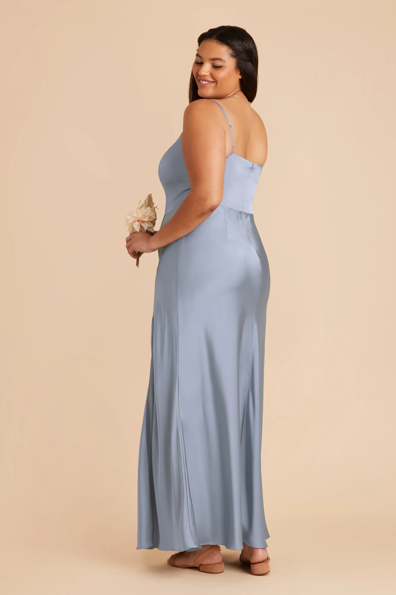Mai Matte Satin Dress - Dusty Blue - Image 7