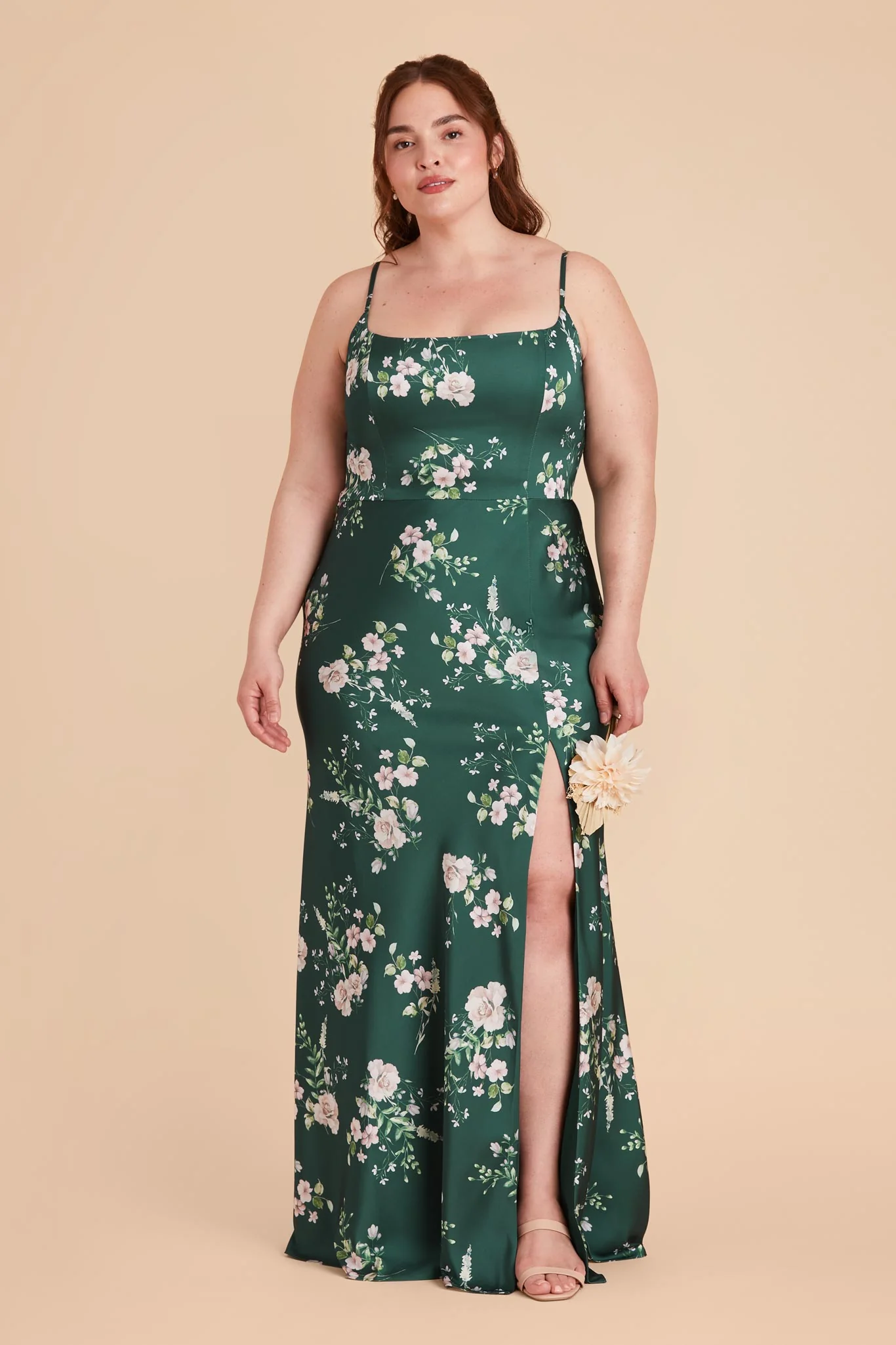 Mai Matte Satin Dress - Emerald Garden Party - Image 2
