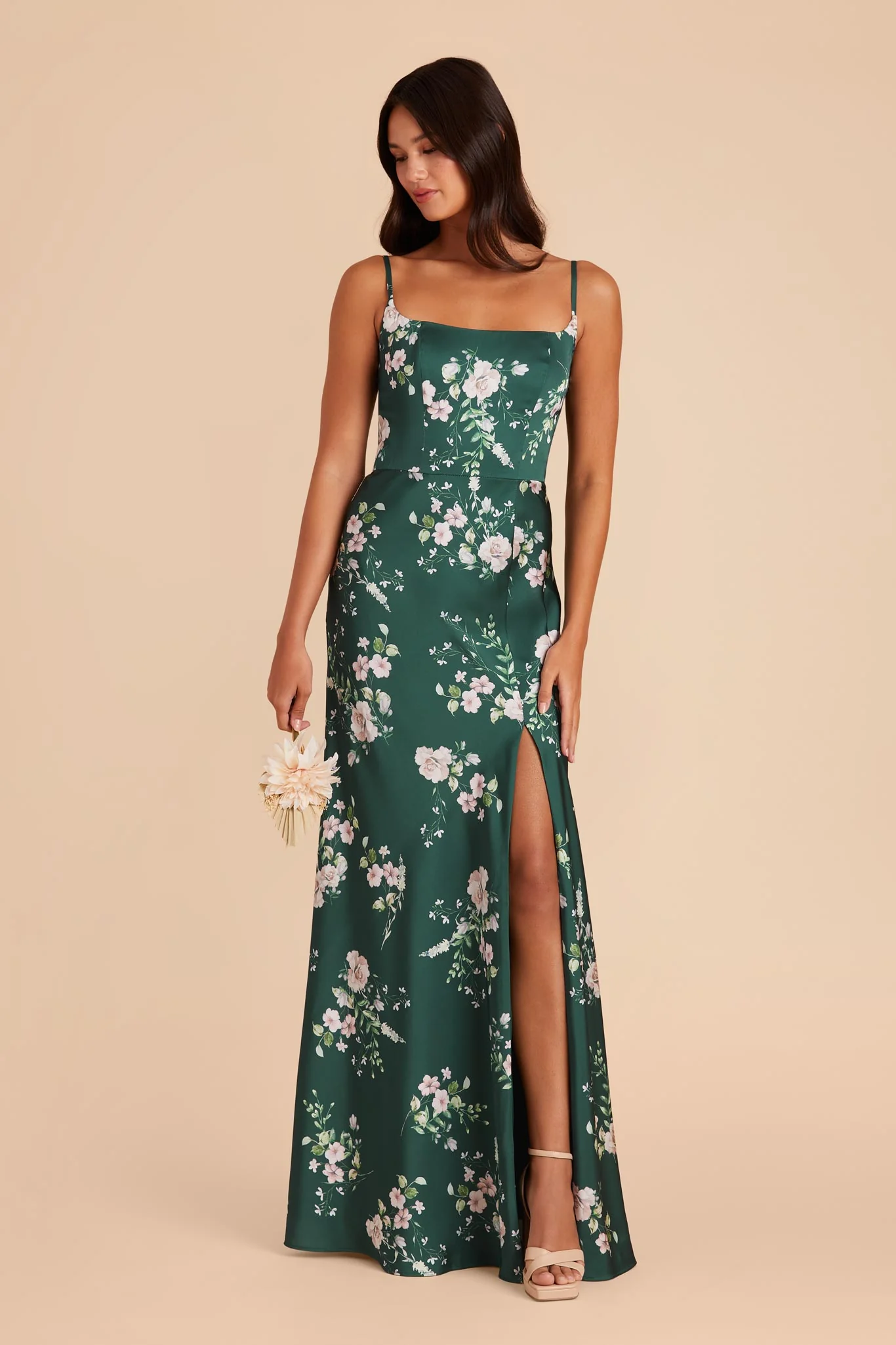 Mai Matte Satin Dress - Emerald Garden Party - Image 4