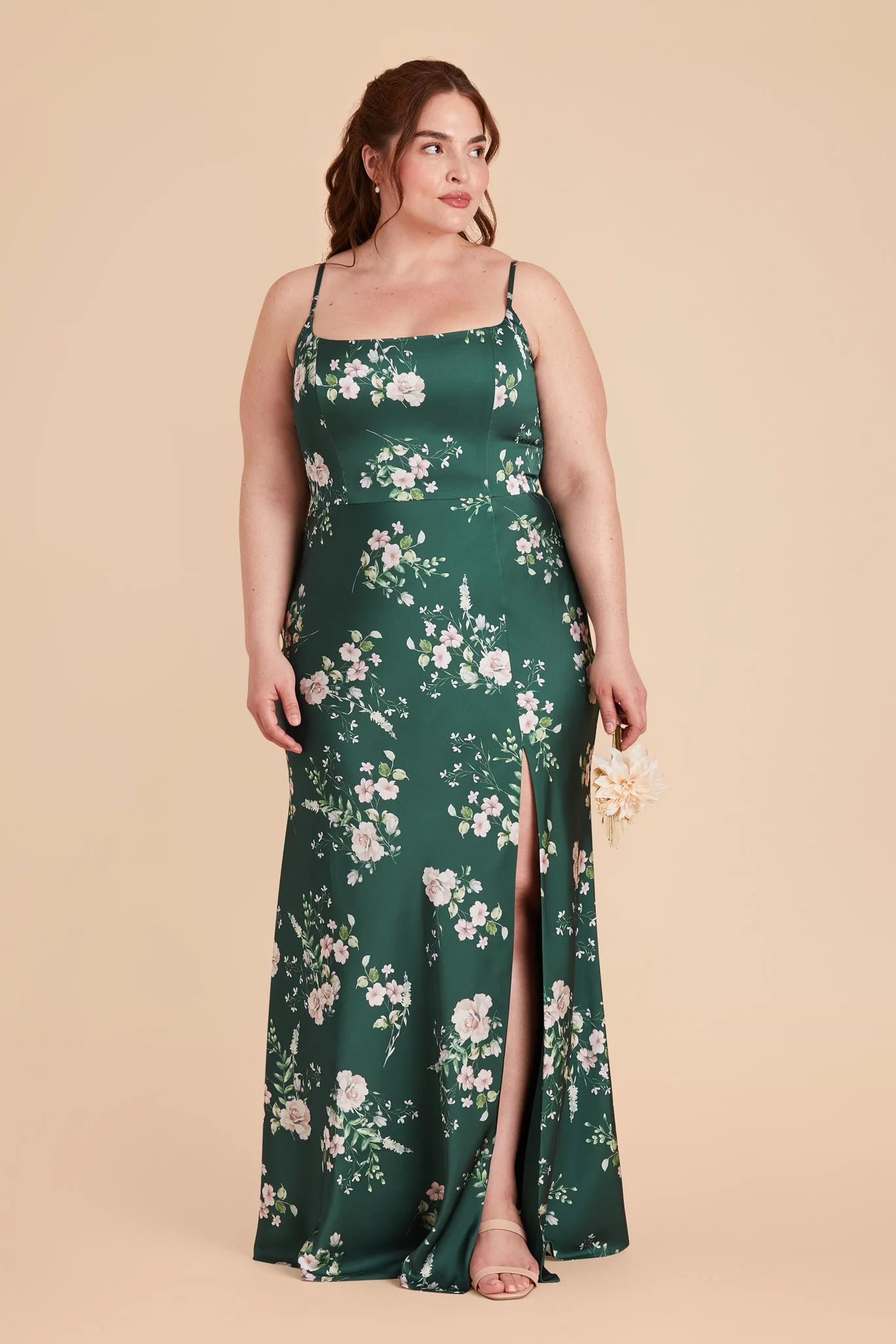 Mai Matte Satin Dress - Emerald Garden Party - Image 7