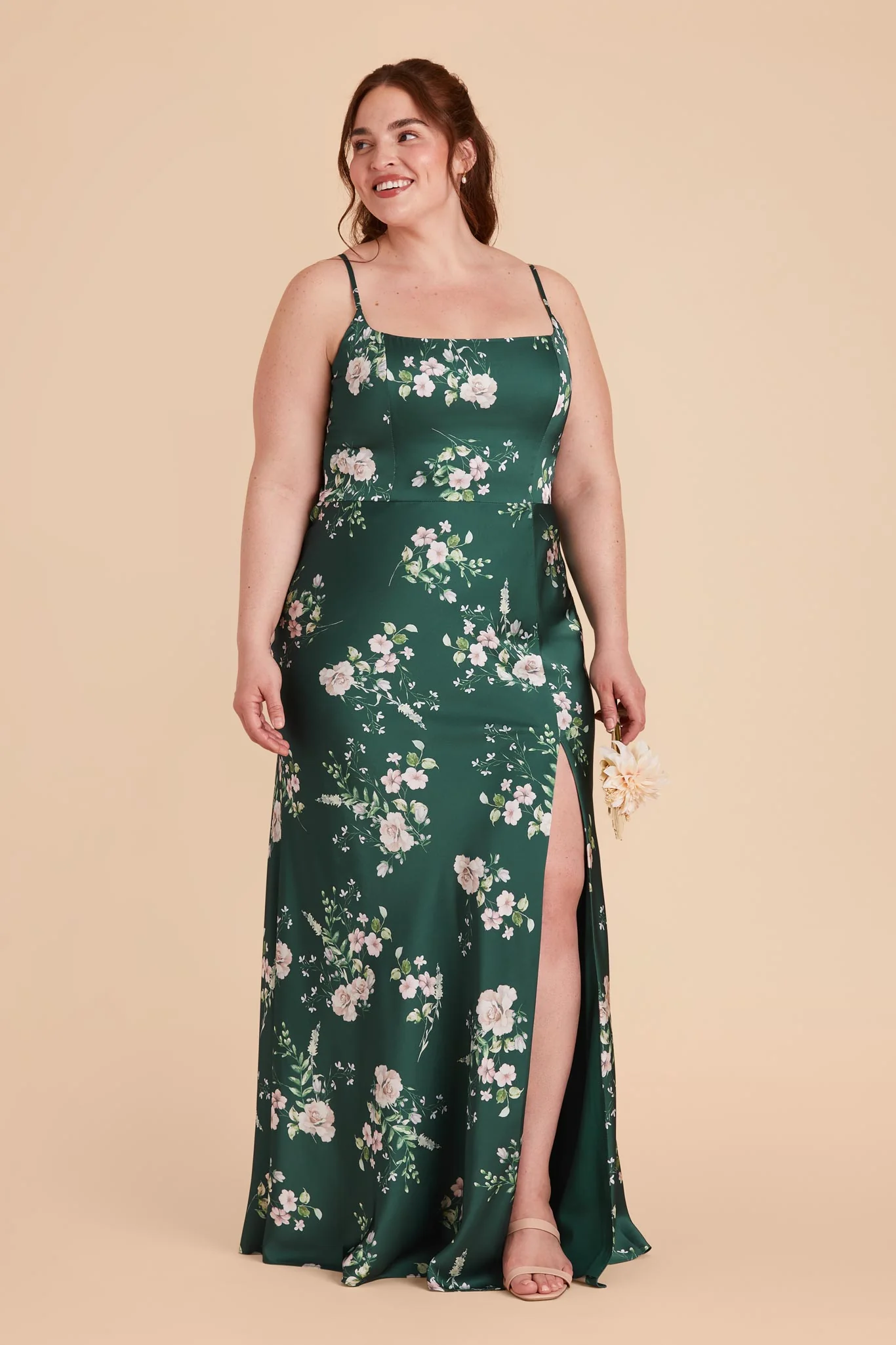 Mai Matte Satin Dress - Emerald Garden Party - Image 8