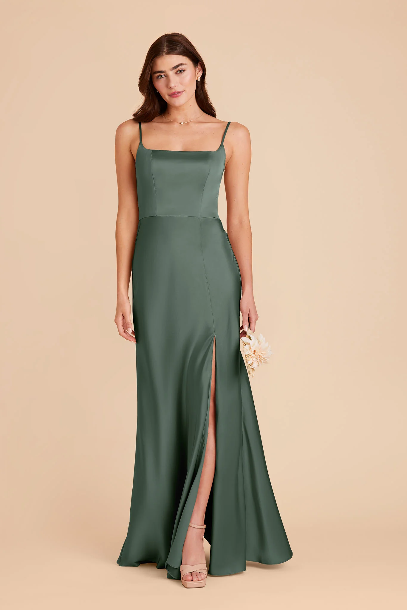 Mai Matte Satin Dress - Eucalyptus