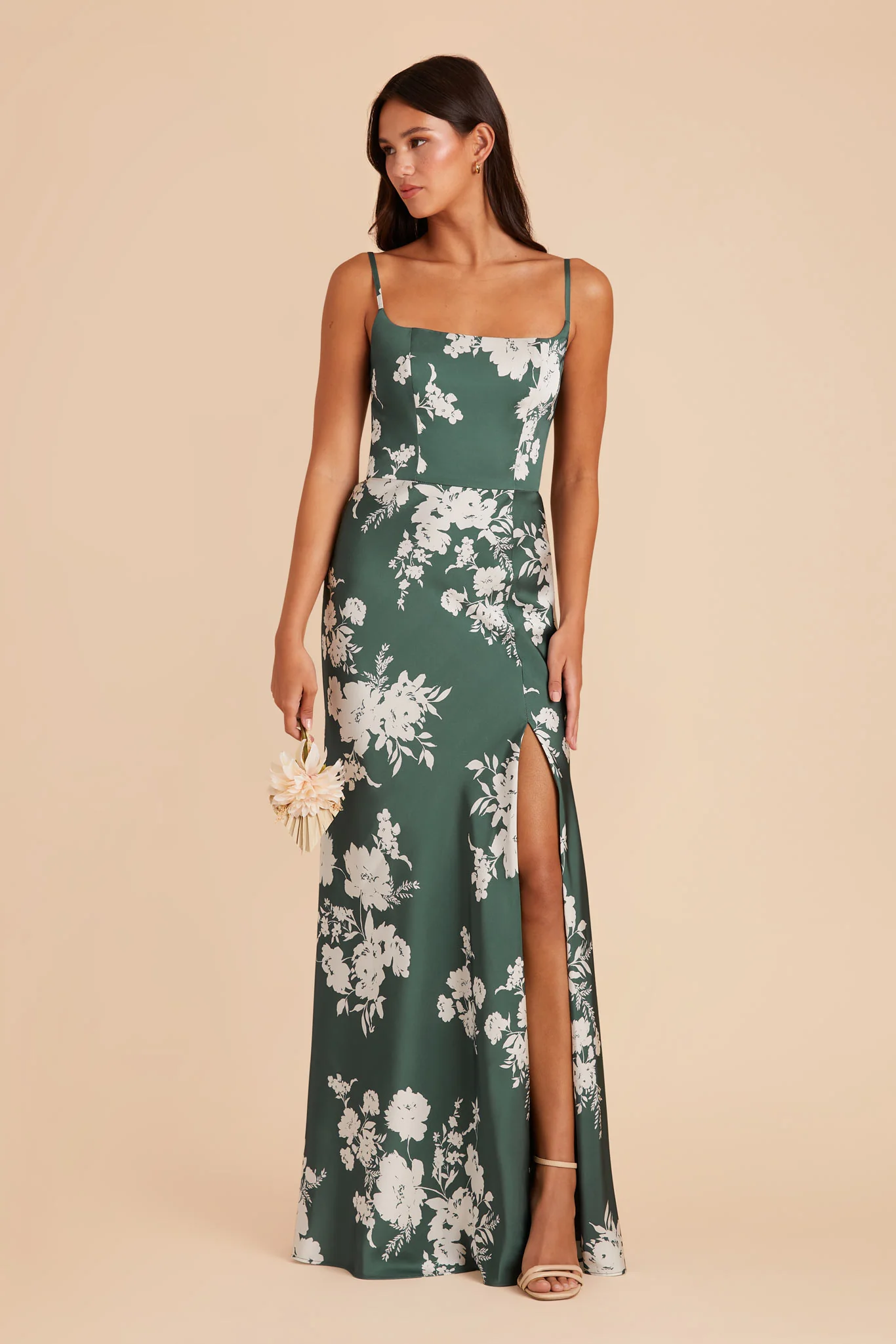 Mai Matte Satin Dress - Eucalyptus Whimsical Blooms - Image 3