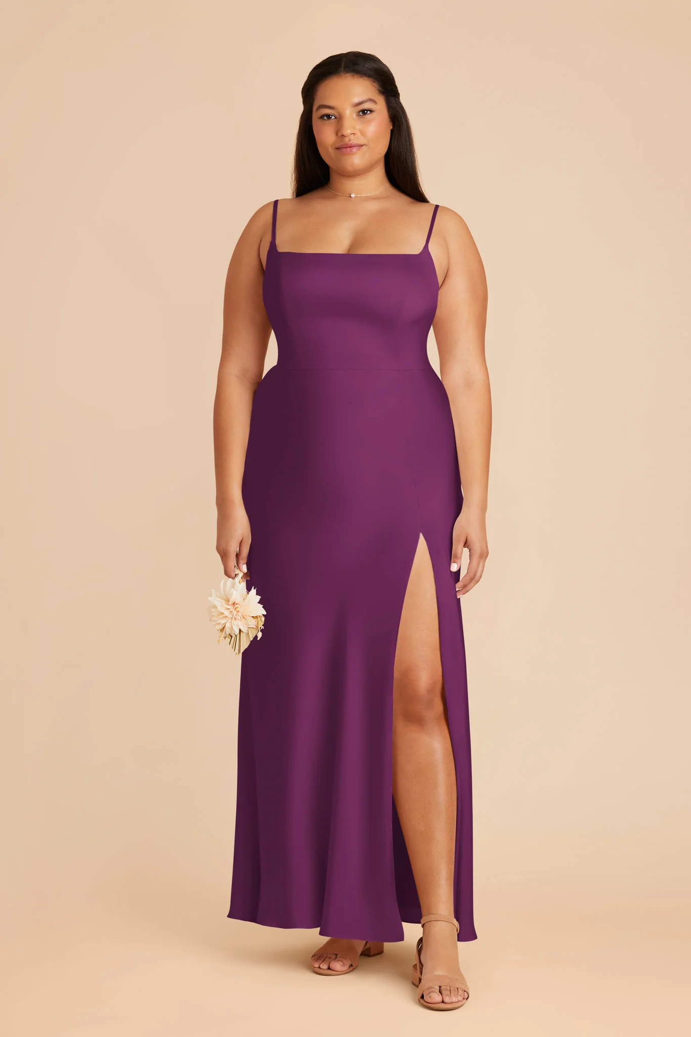 Mai Matte Satin Dress - Fig - Image 2