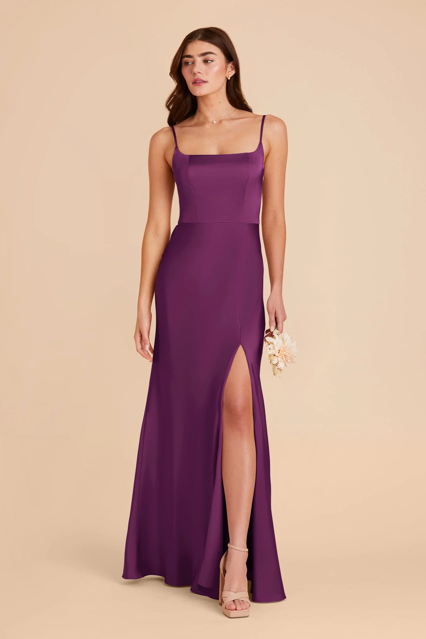 Mai Matte Satin Dress - Fig - Image 3