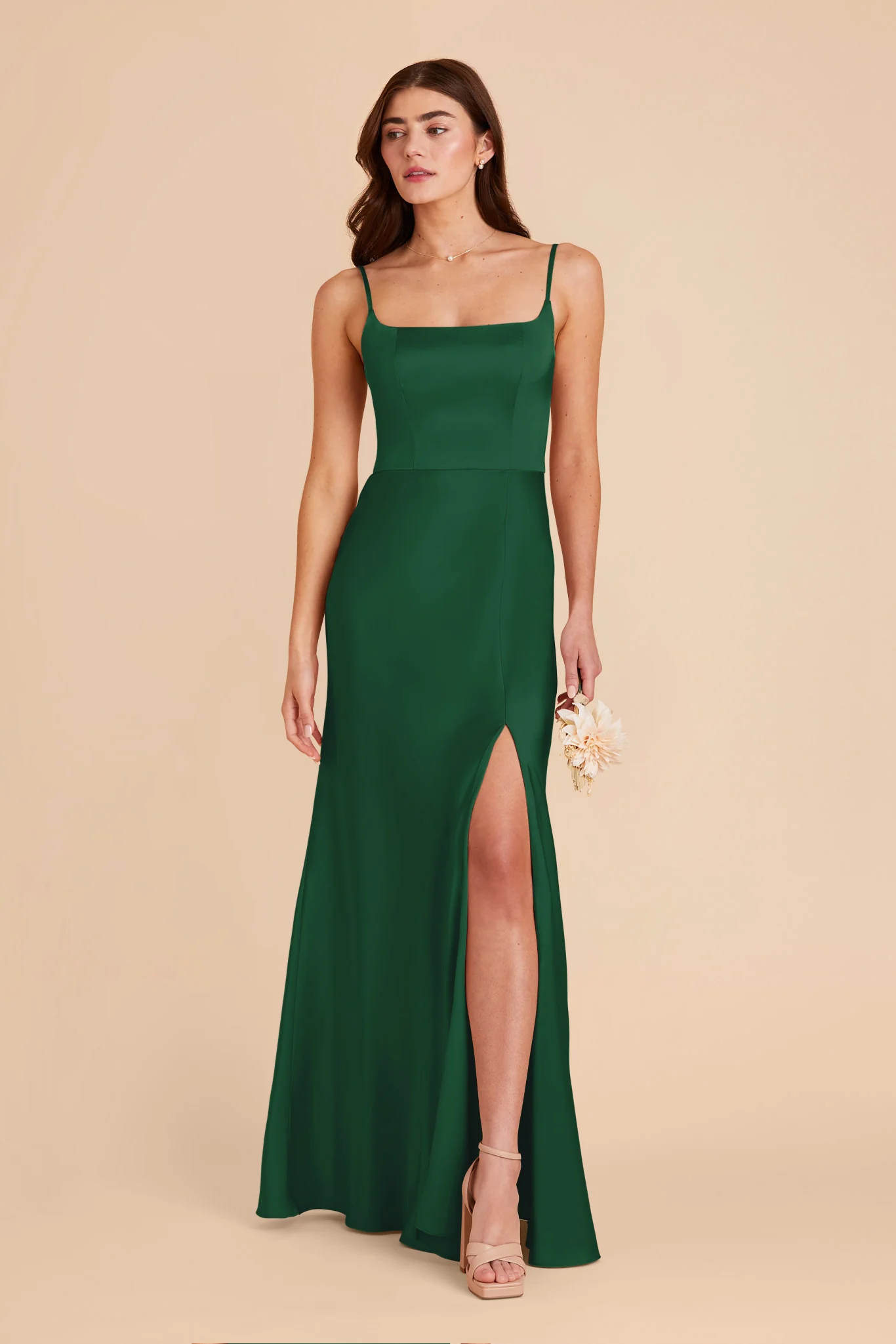 Mai Matte Satin Dress - Forest Green - Image 3