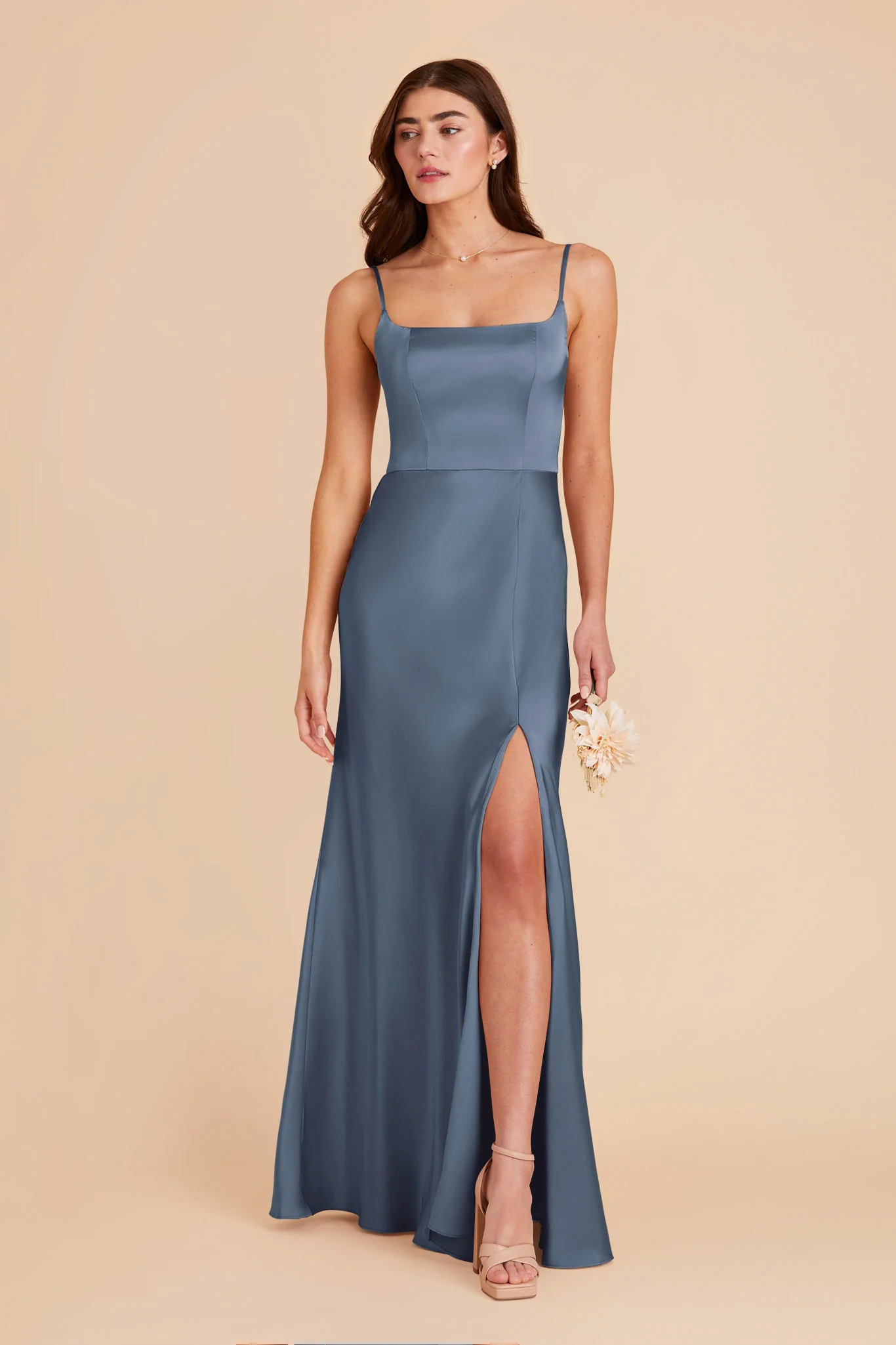 Mai Matte Satin Dress - French Blue - Image 3