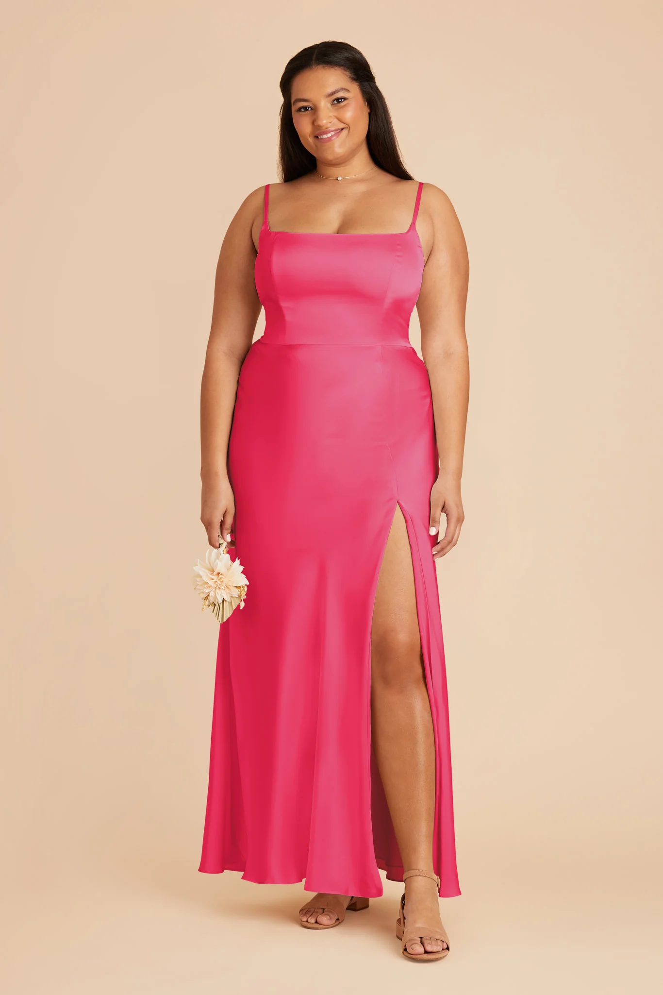 Mai Matte Satin Dress - Fuchsia - Image 2