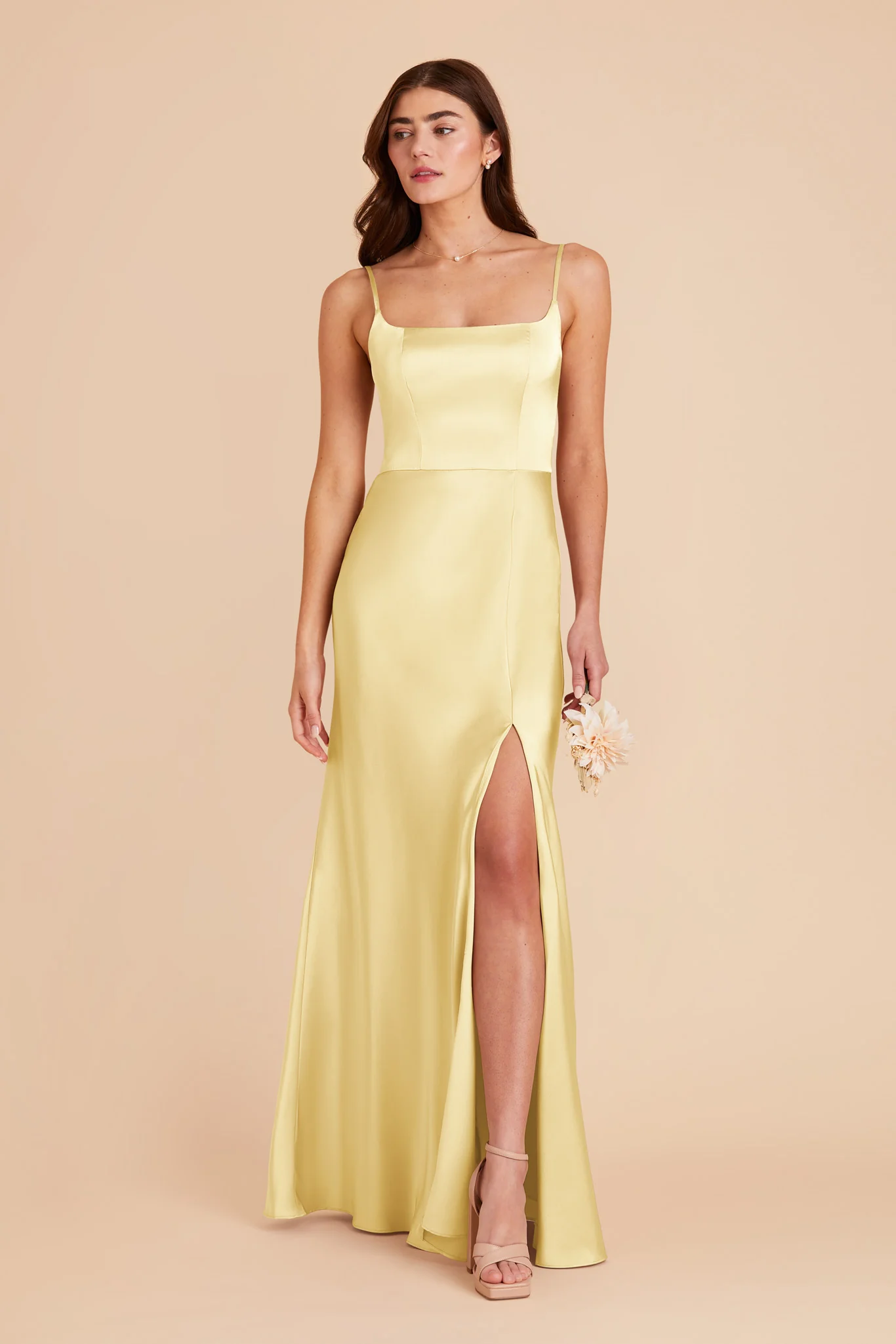 Mai Matte Satin Dress - Lemon Sorbet