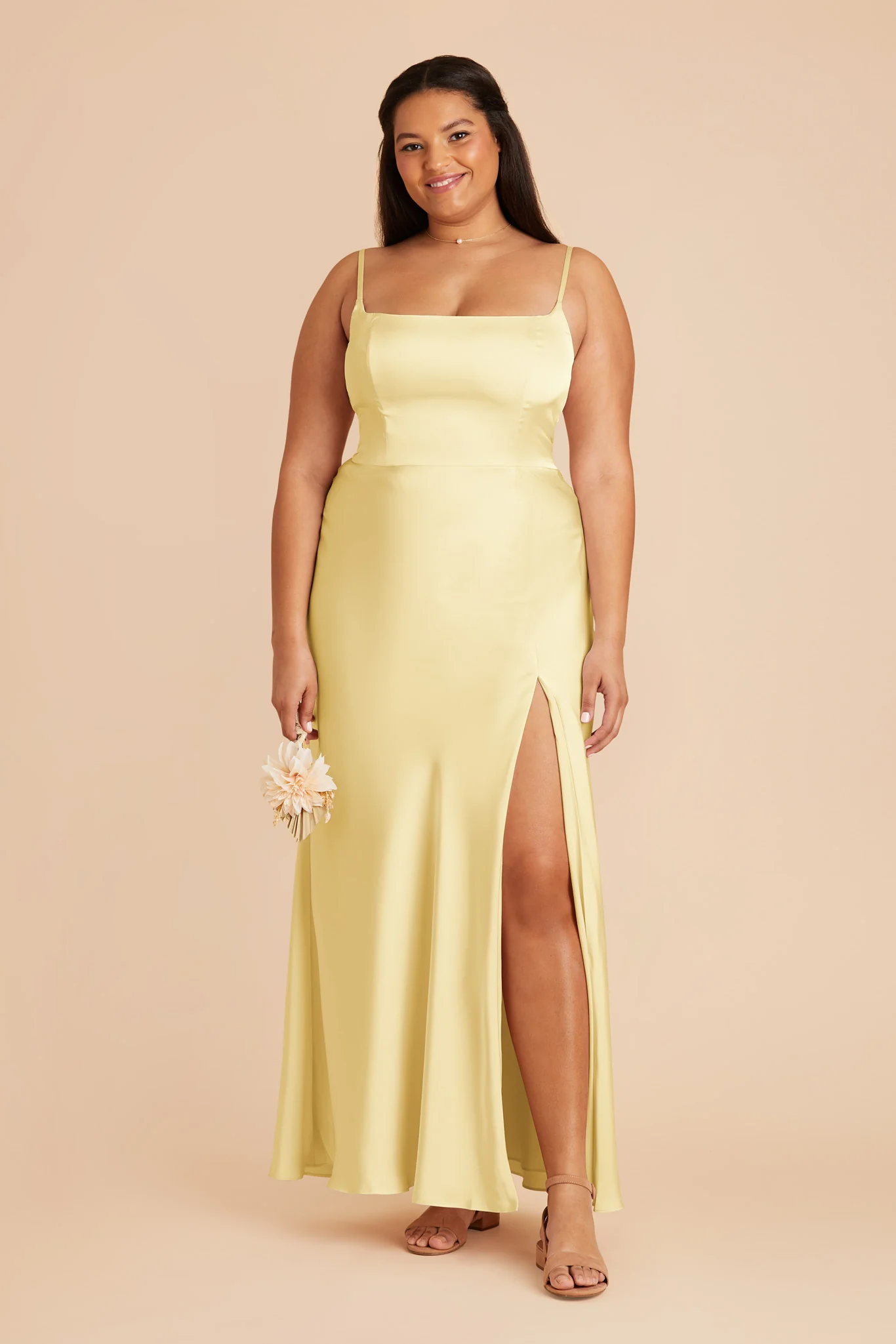 Mai Matte Satin Dress - Lemon Sorbet - Image 2