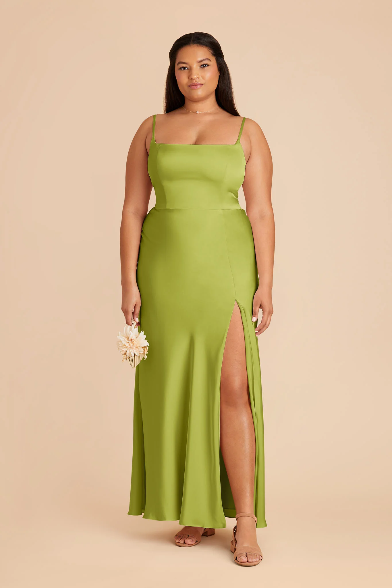 Mai Matte Satin Dress - Matcha - Image 2