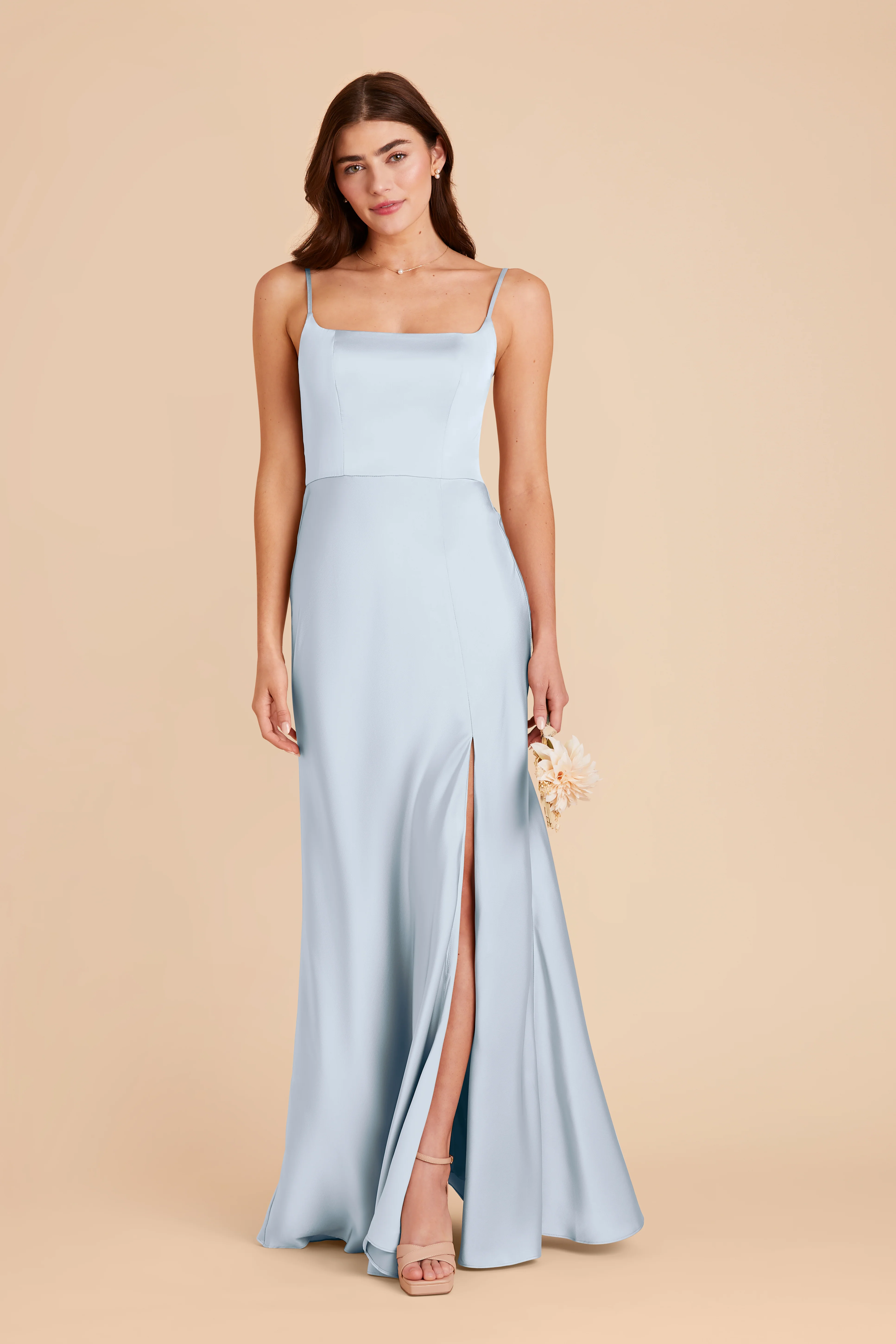 Mai Matte Satin Dress - Mist Blue