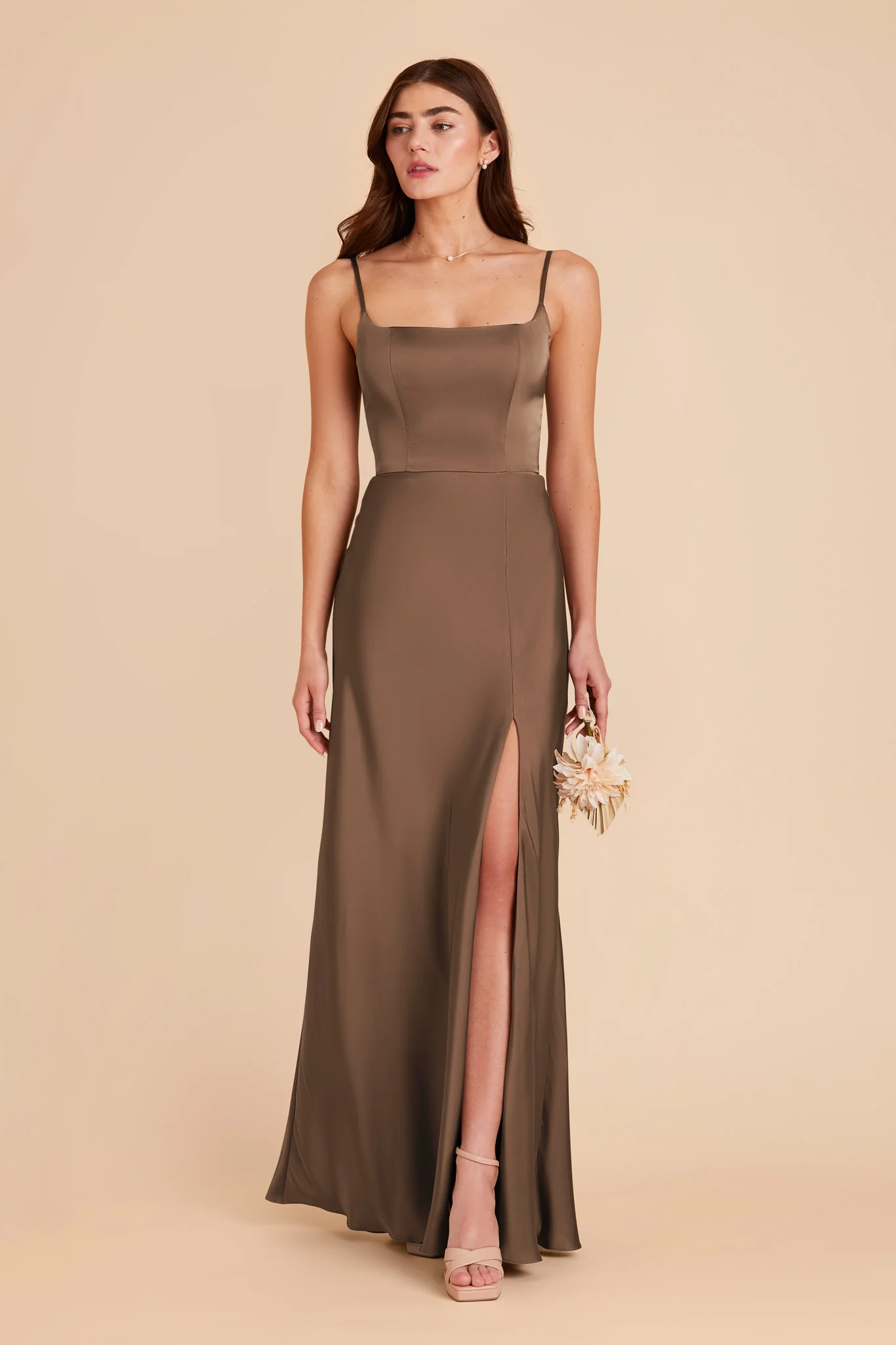 Mai Matte Satin Dress - Mocha - Image 4