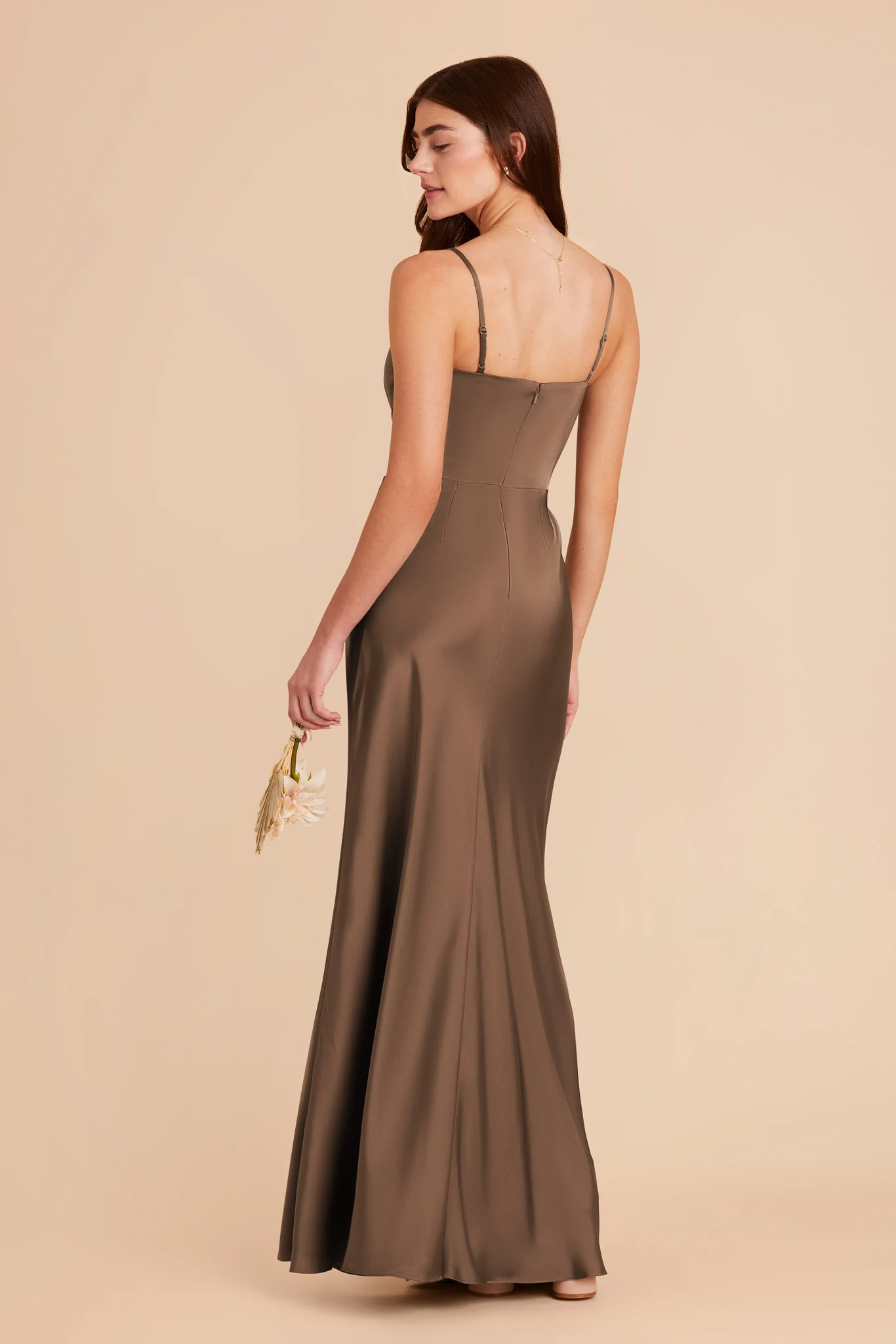 Mai Matte Satin Dress - Mocha - Image 7