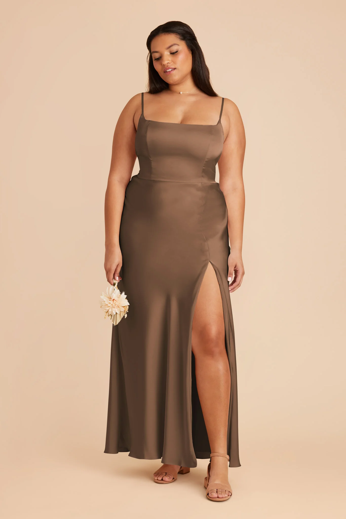 Mai Matte Satin Dress - Mocha - Image 9