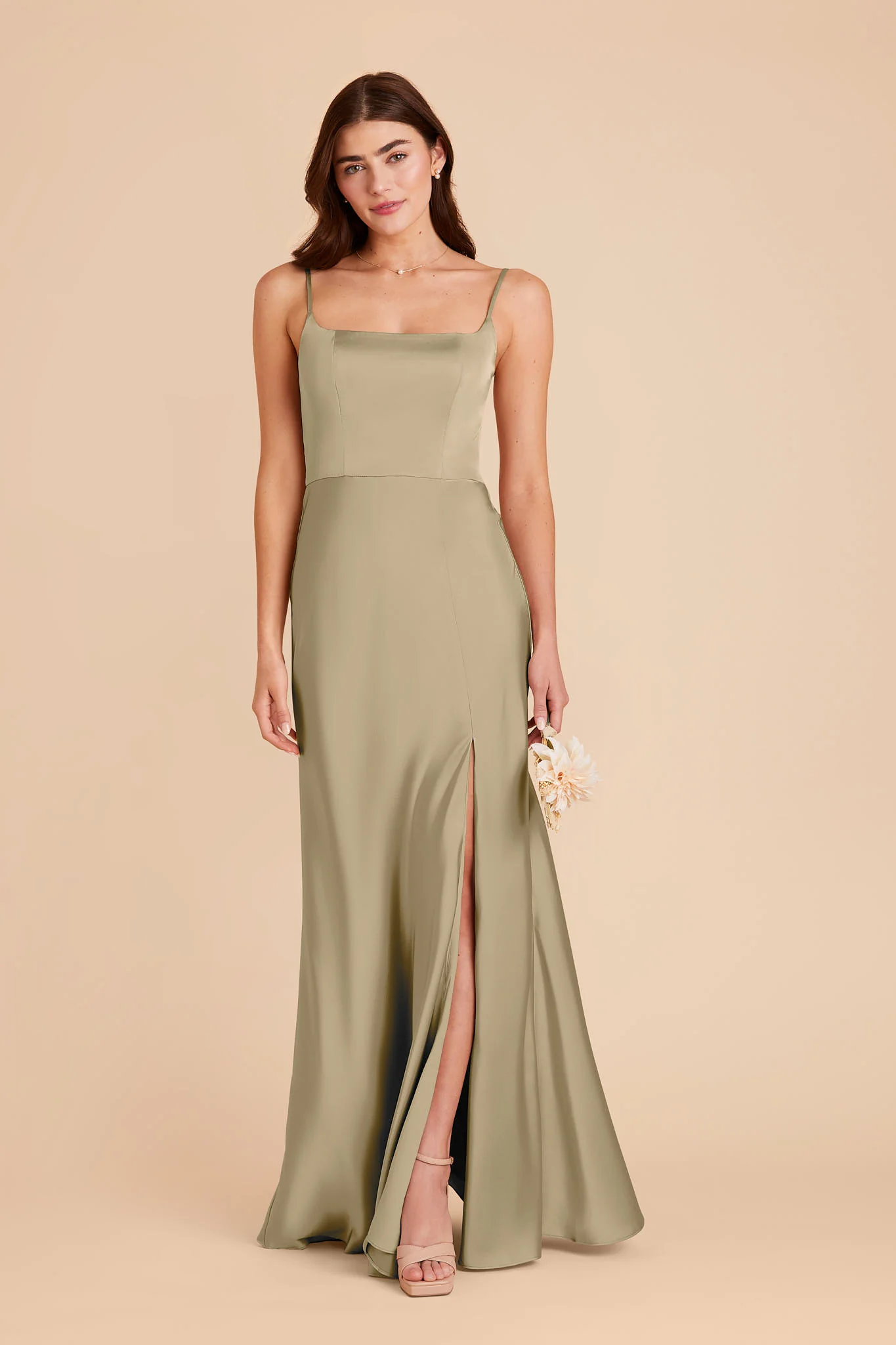 Mai Matte Satin Dress - Moss Green - Image 3