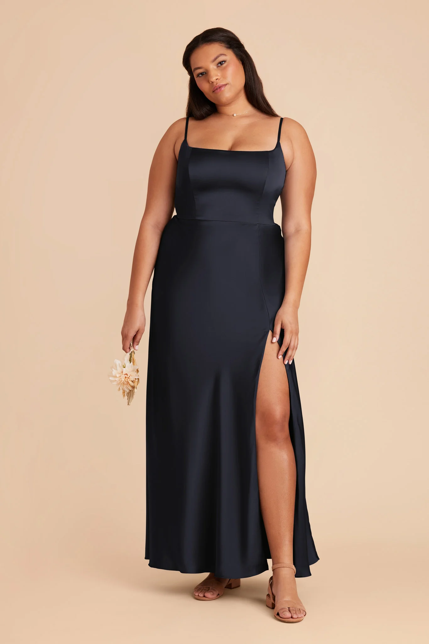 Mai Matte Satin Dress - Navy - Image 2