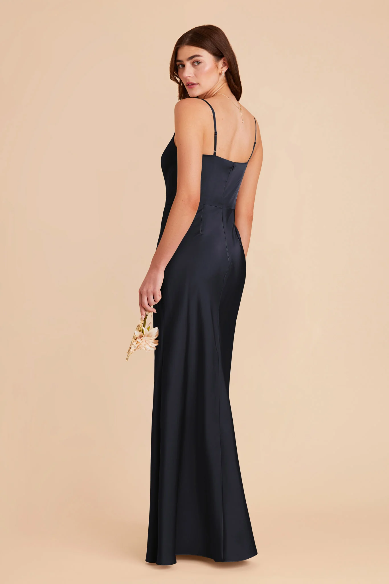 Mai Matte Satin Dress - Navy - Image 4