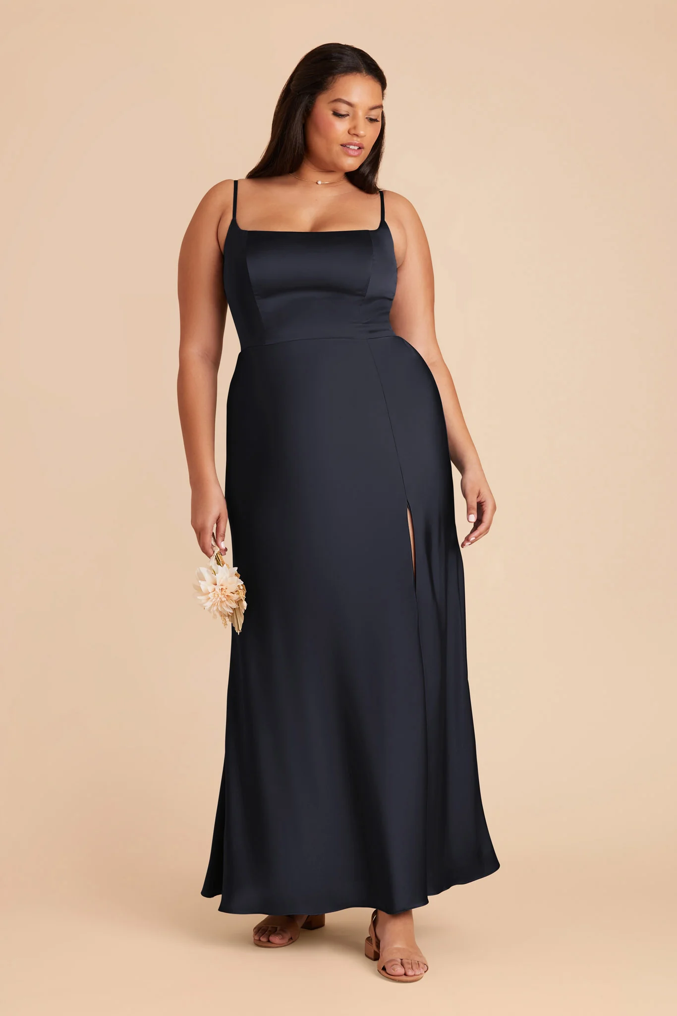 Mai Matte Satin Dress - Navy - Image 7
