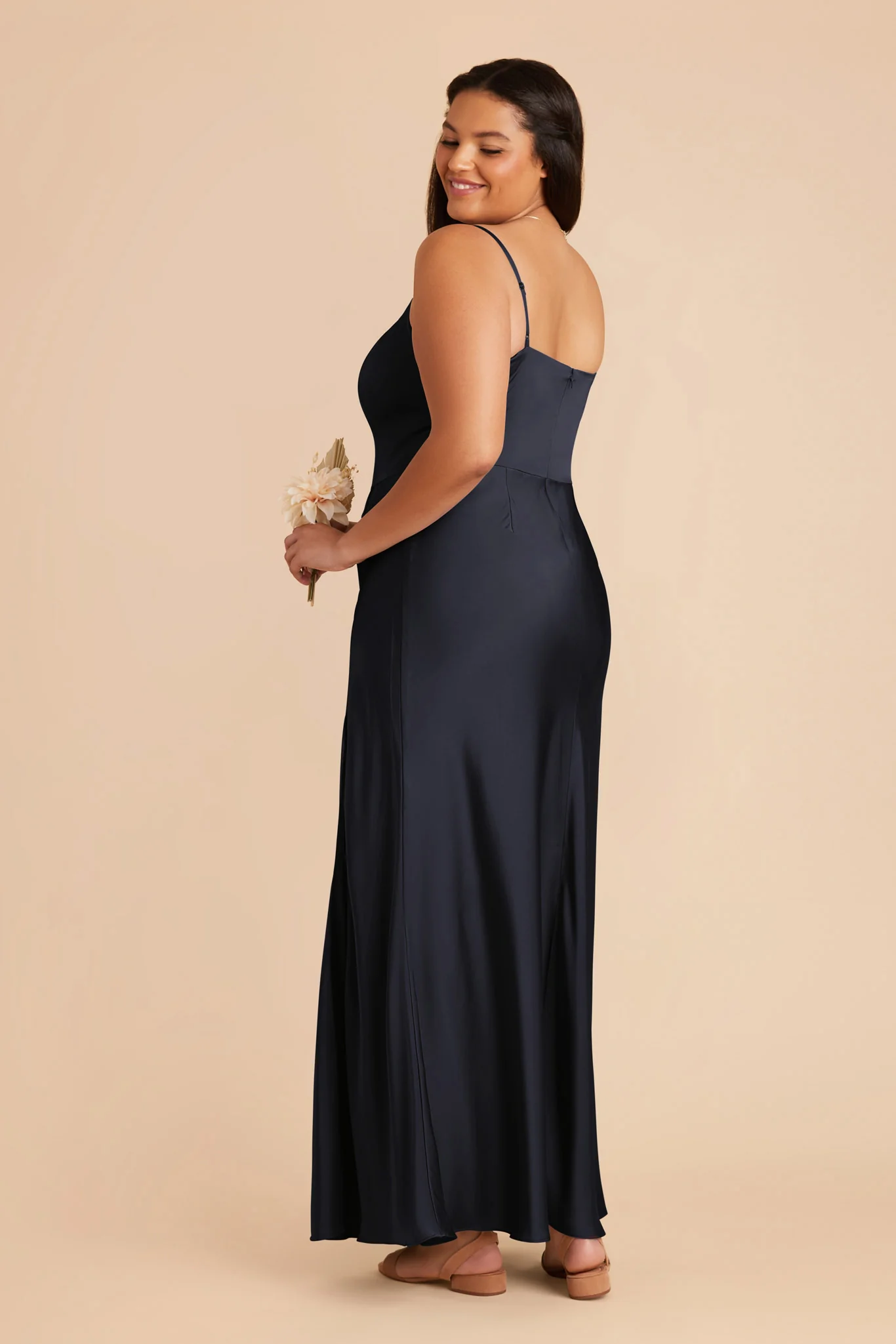 Mai Matte Satin Dress - Navy - Image 8