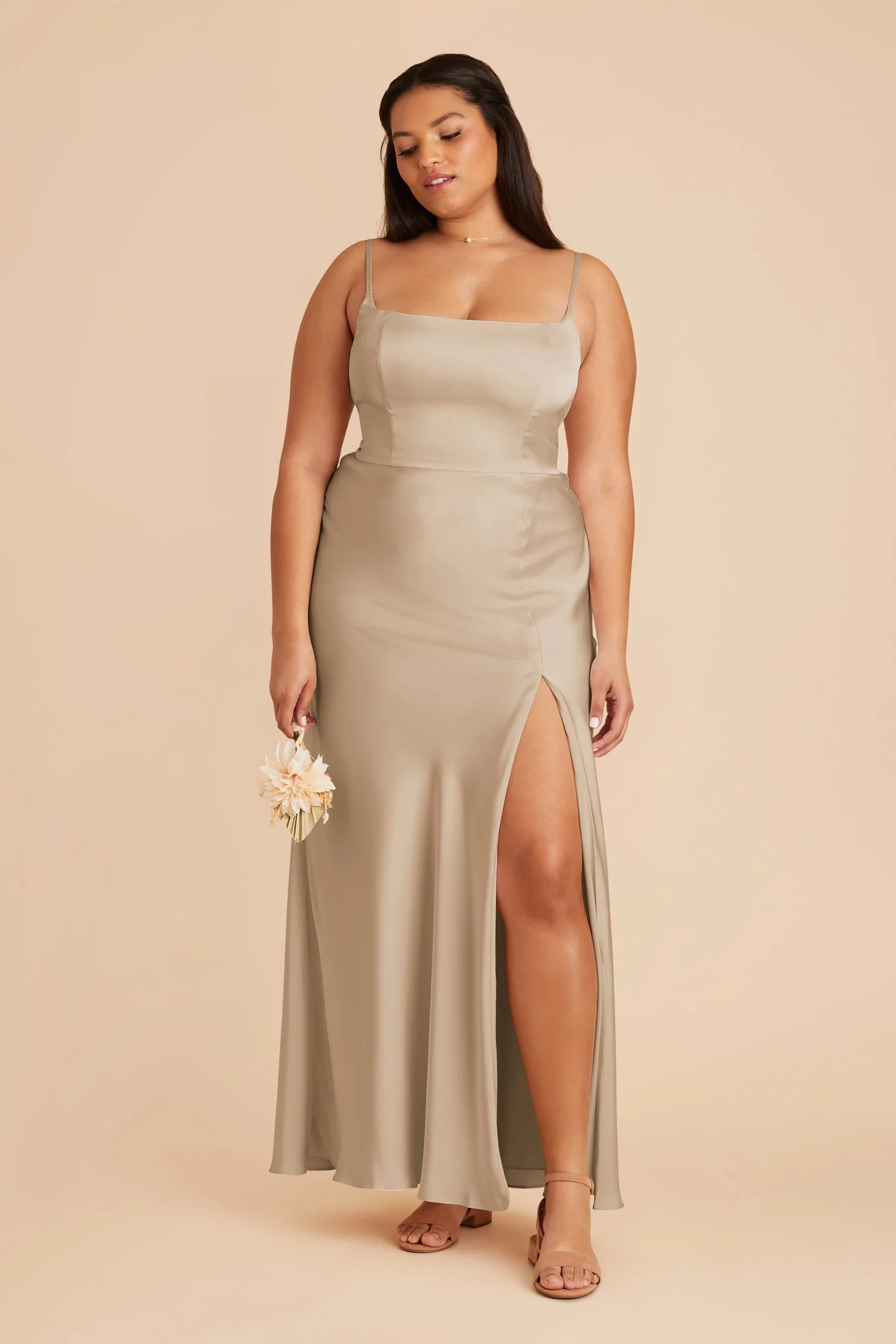 Mai Matte Satin Dress - Neutral Champagne - Image 6